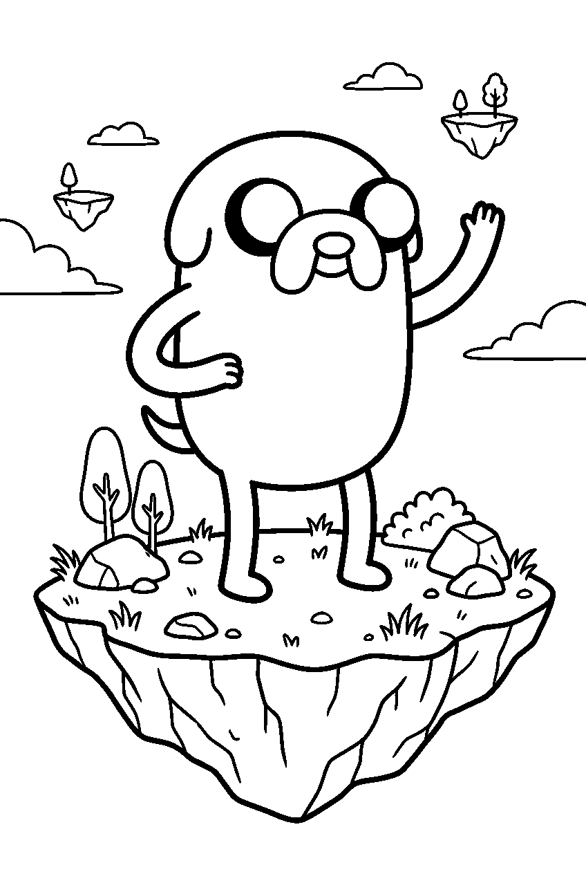 adventure time jake standing on floating island line art