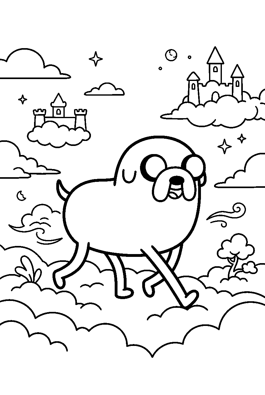 adventure time jake walking in cloud kingdom line art