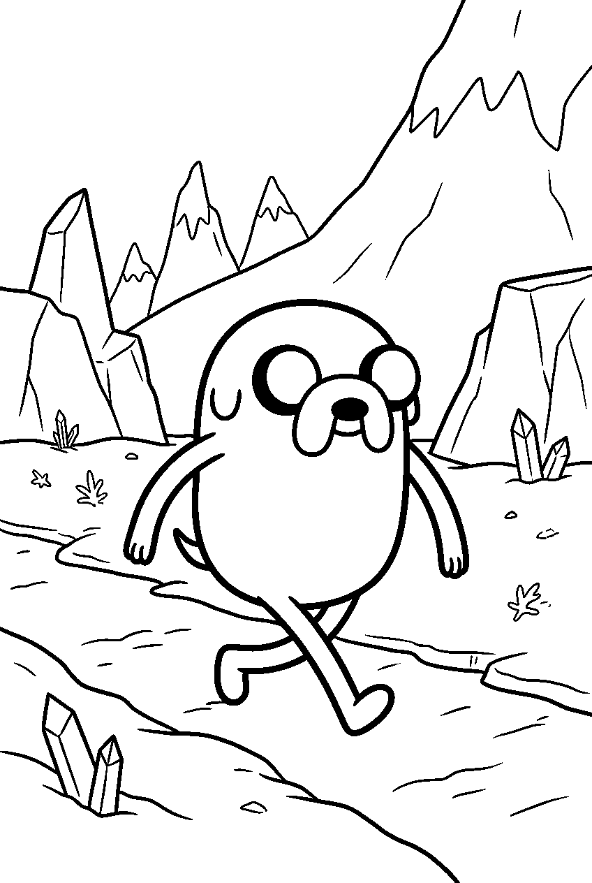 adventure time jake walking in ice kingdom line art