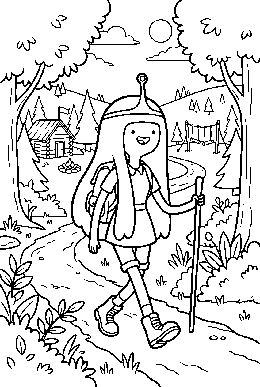 adventure time princess bubblegum exploring in adventure camp line art