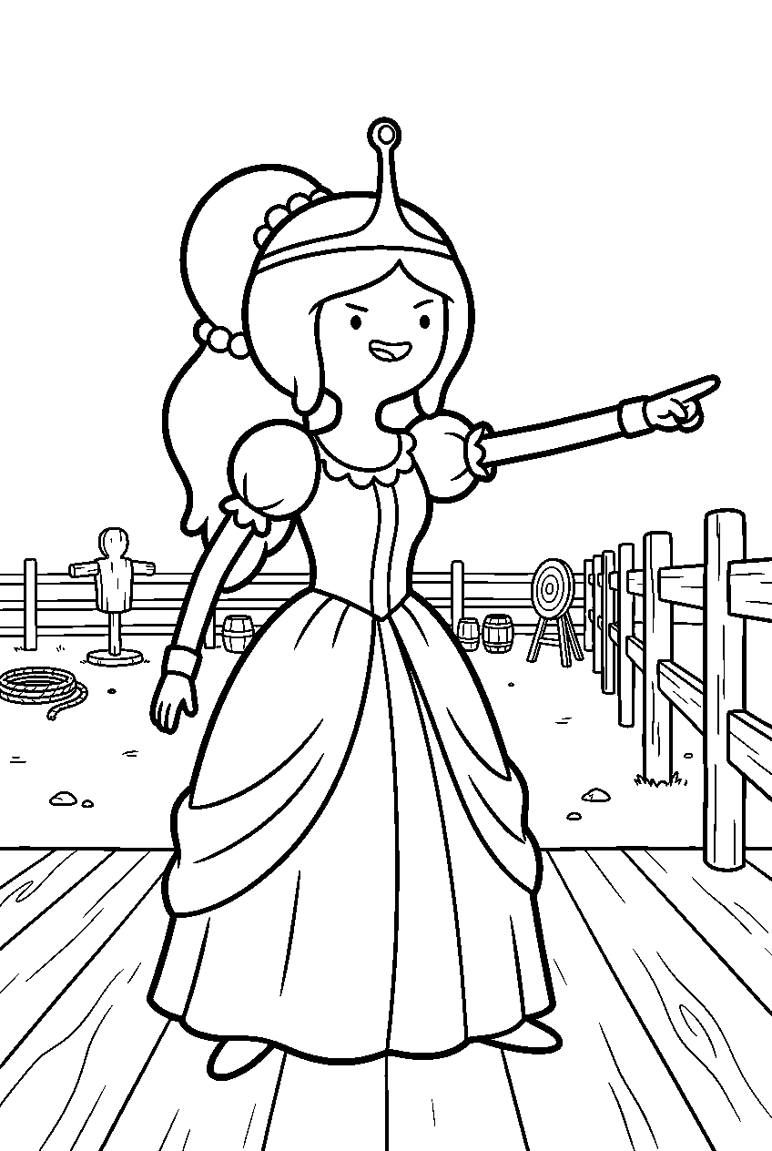 adventure time princess bubblegum pointing in training arena line art
