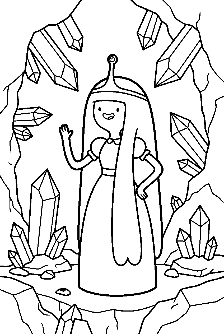 adventure time princess bubblegum posing in crystal cave line art