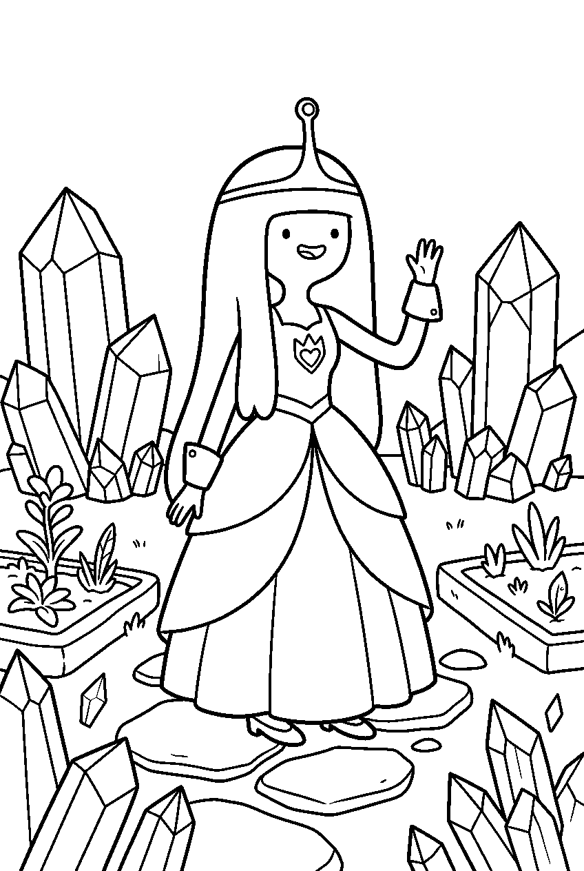 adventure time princess bubblegum posing in crystal garden line art