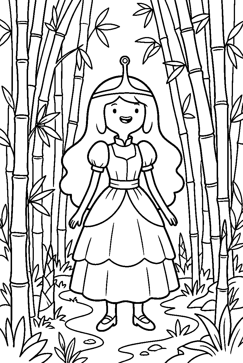 adventure time princess bubblegum standing in bamboo grove line art