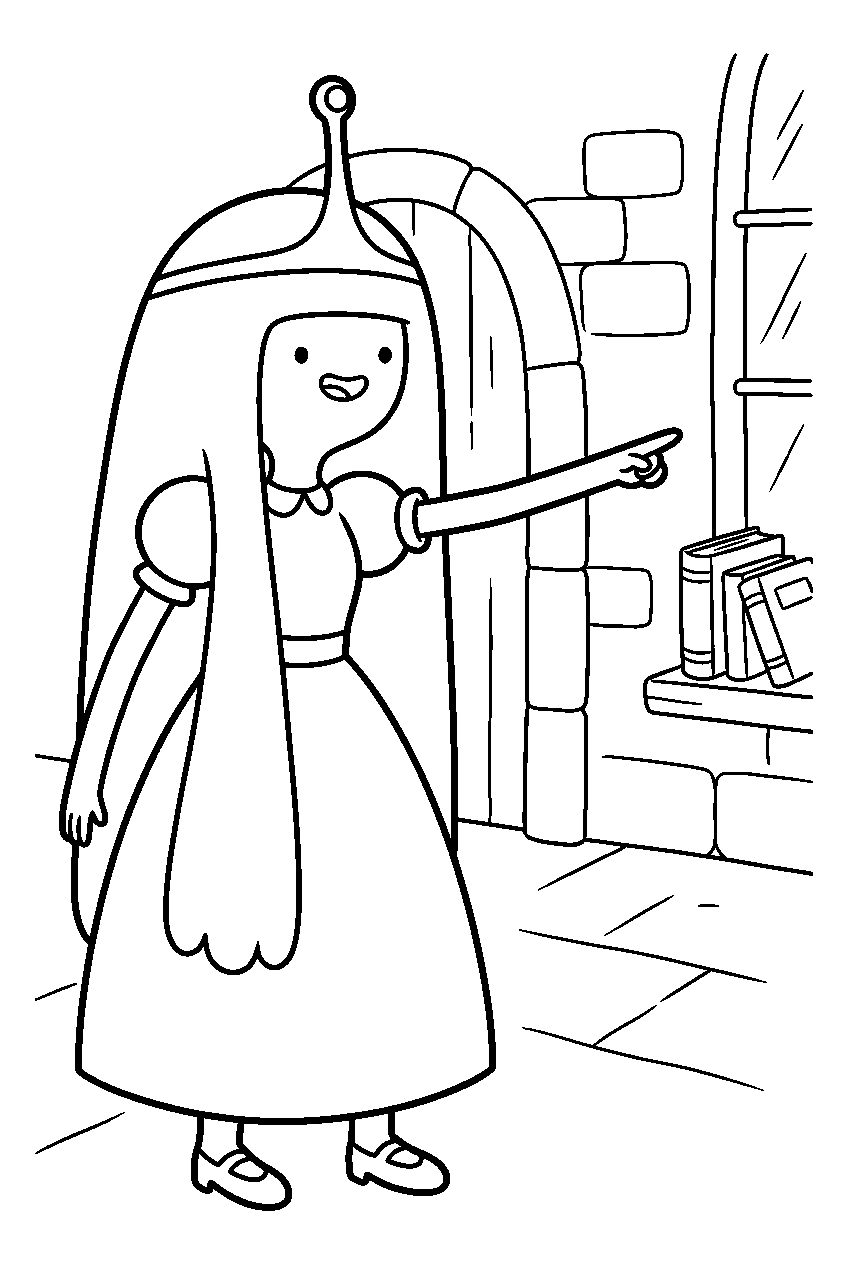 adventure time princess bubblegum pointing in fantasy school line art