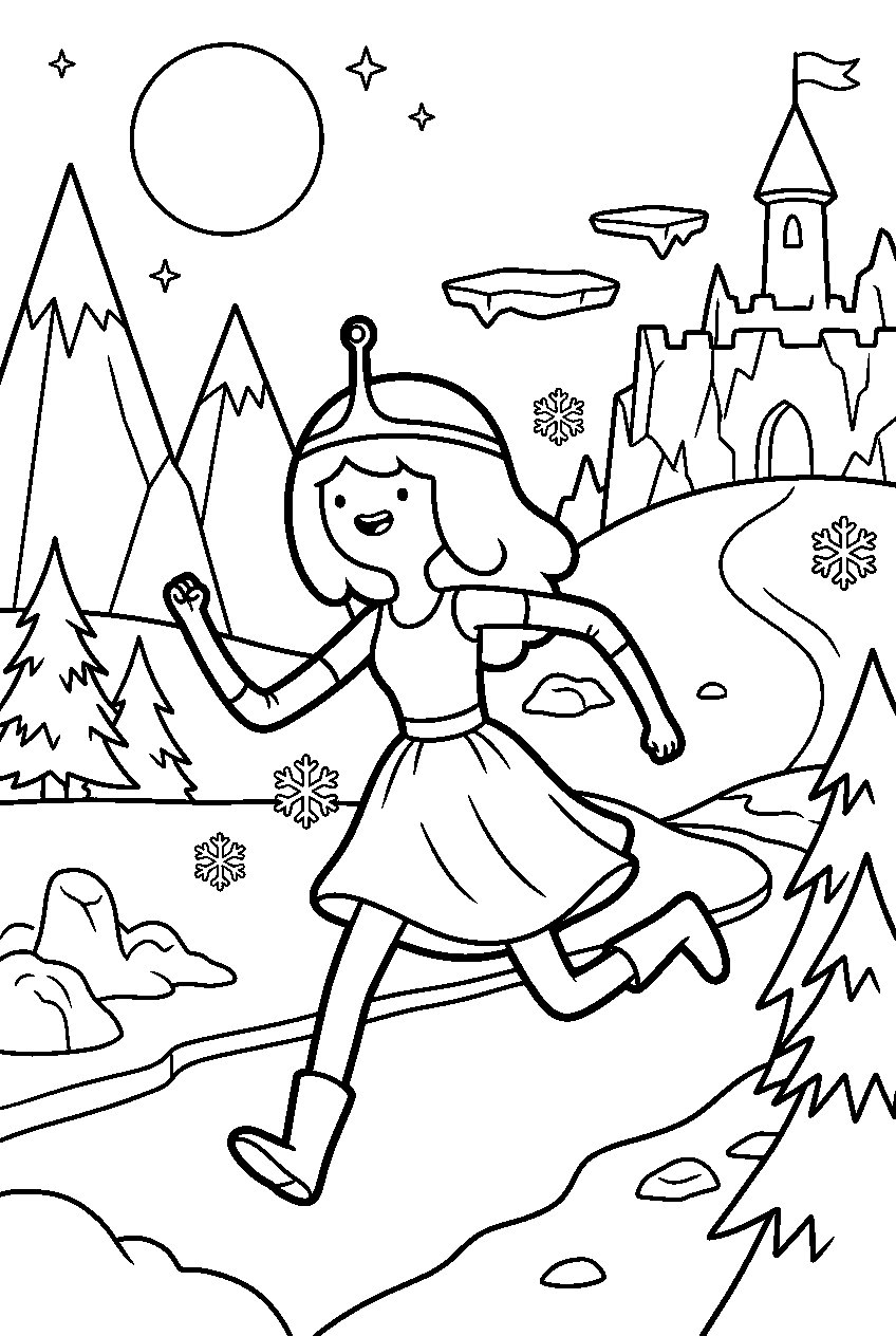 adventure time princess bubblegum running in ice kingdom line art
