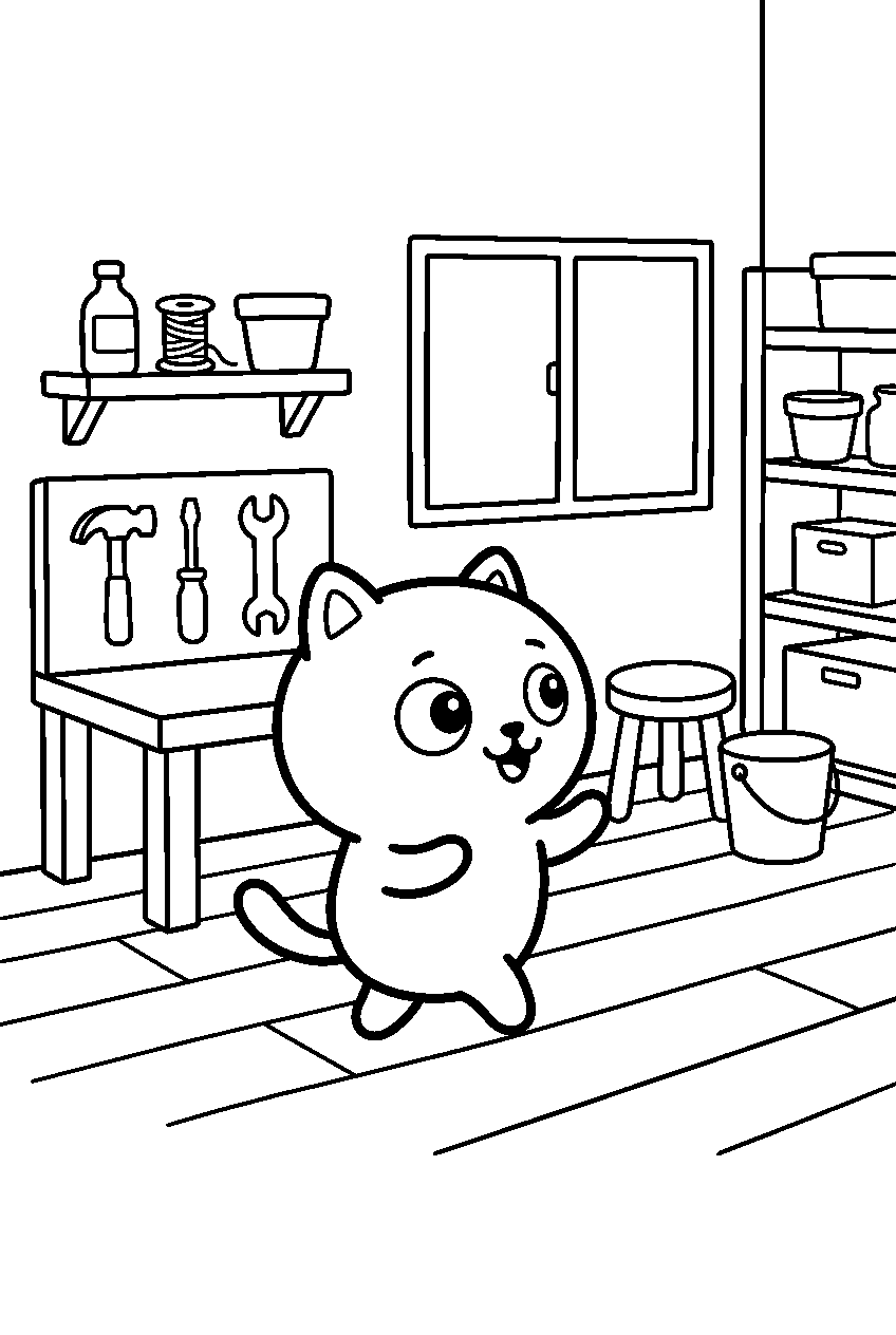 chiikawa looking around in workshop line art