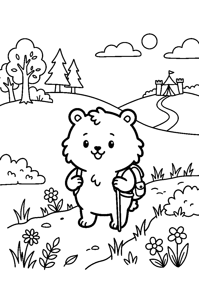 chiikawa standing in adventure field line art