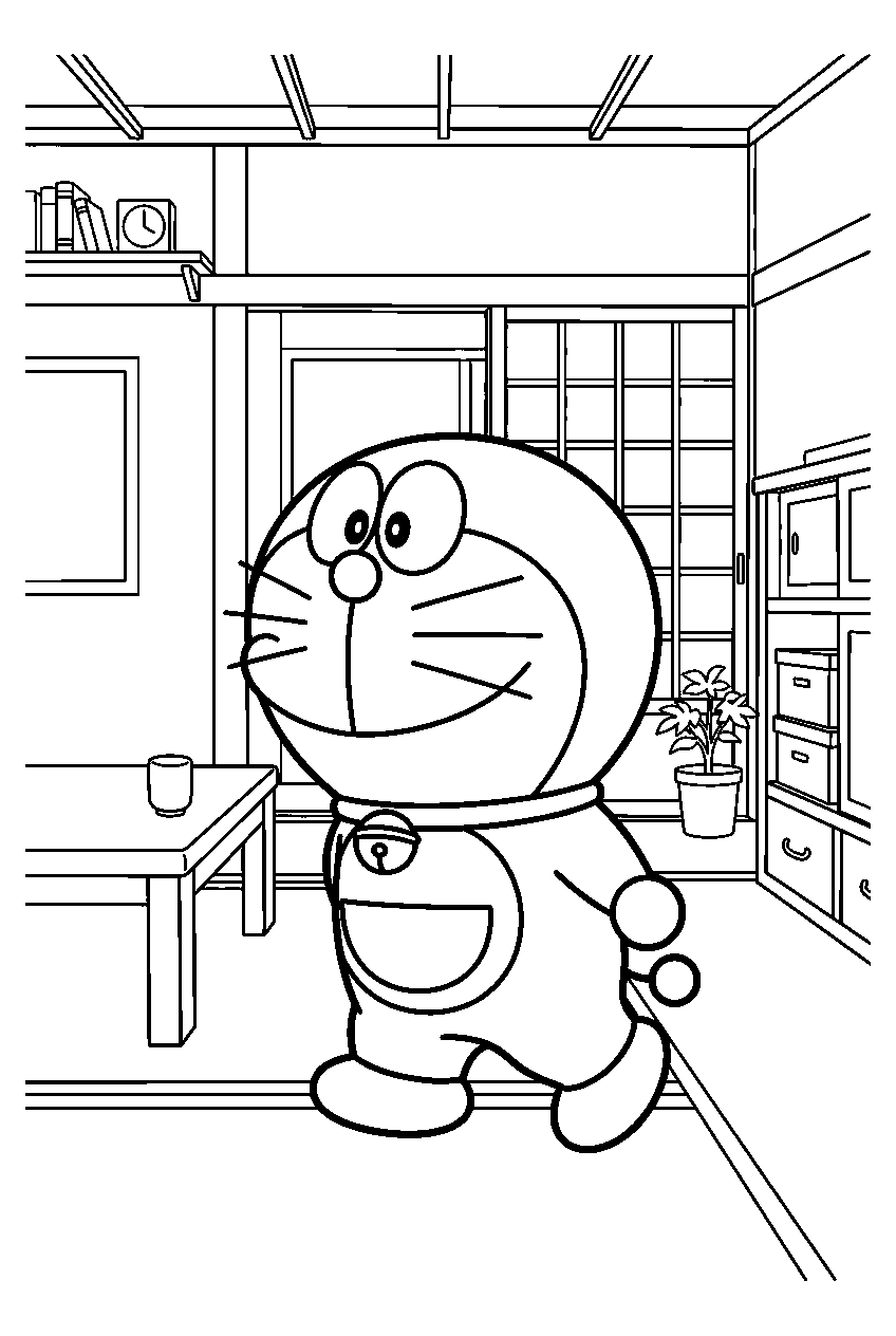 doraemon looking around in nobita s house line art
