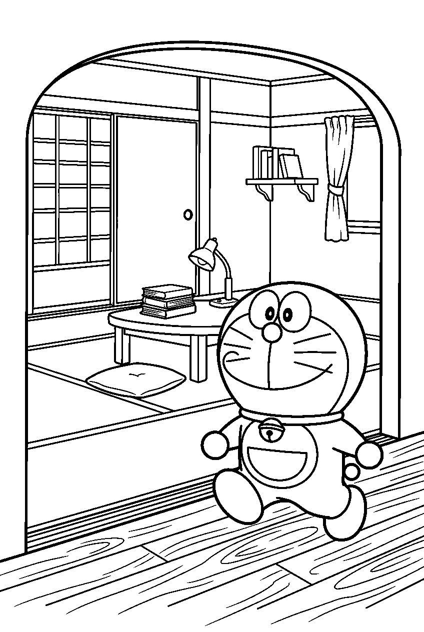 doraemon walking in nobita s house line art