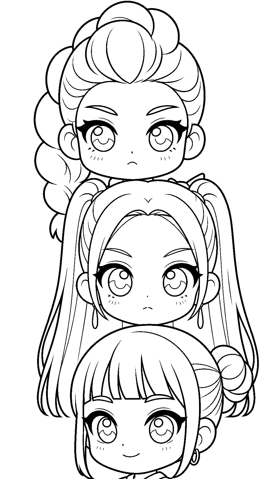 chibi stack k pop demon hunters line art