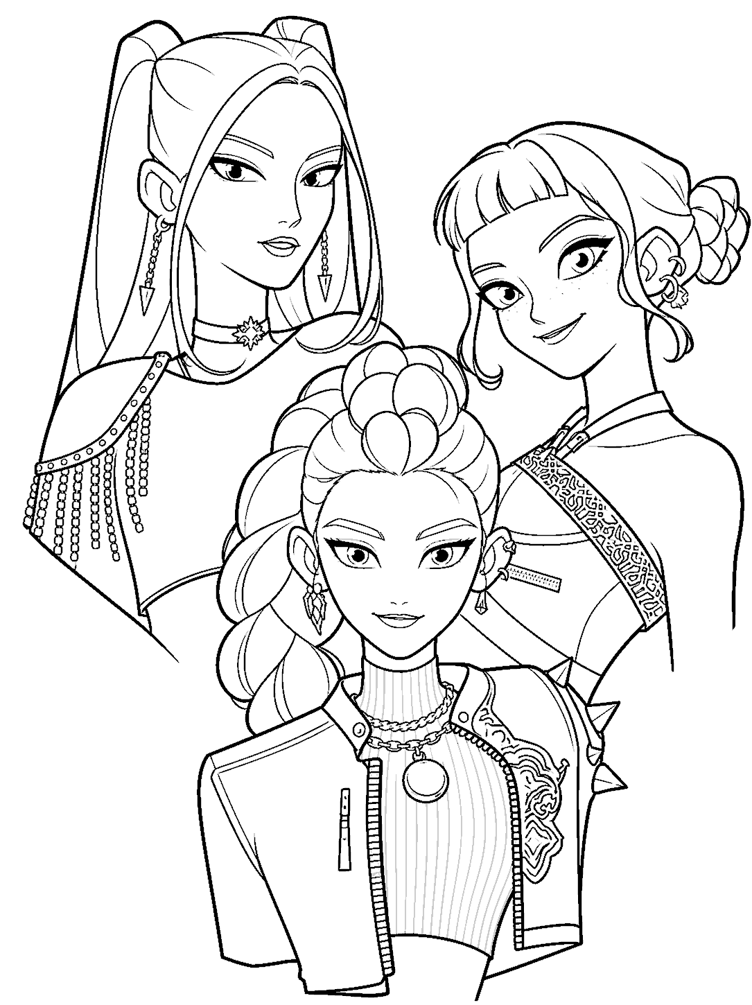 k pop demon hunters anime portrait line art