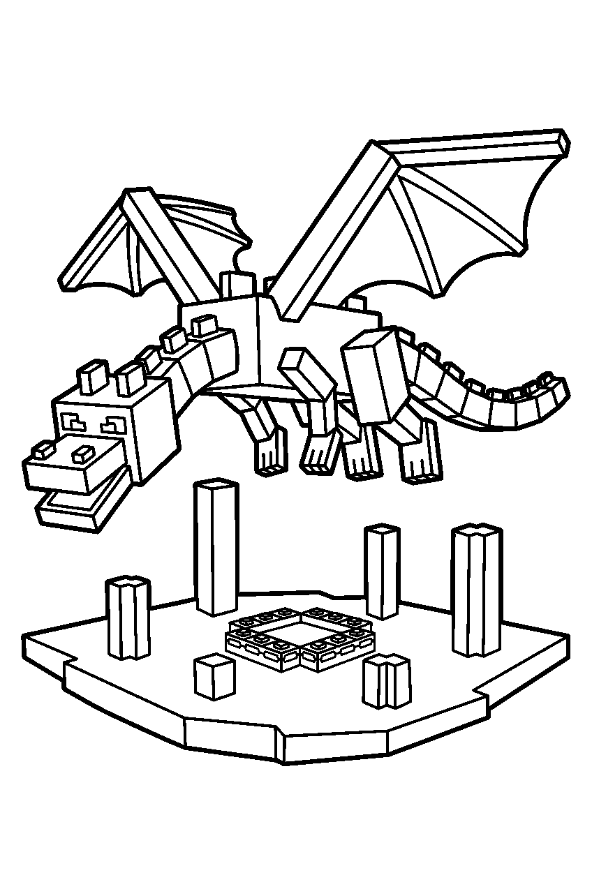minecraft ender dragon final battle in the end line art