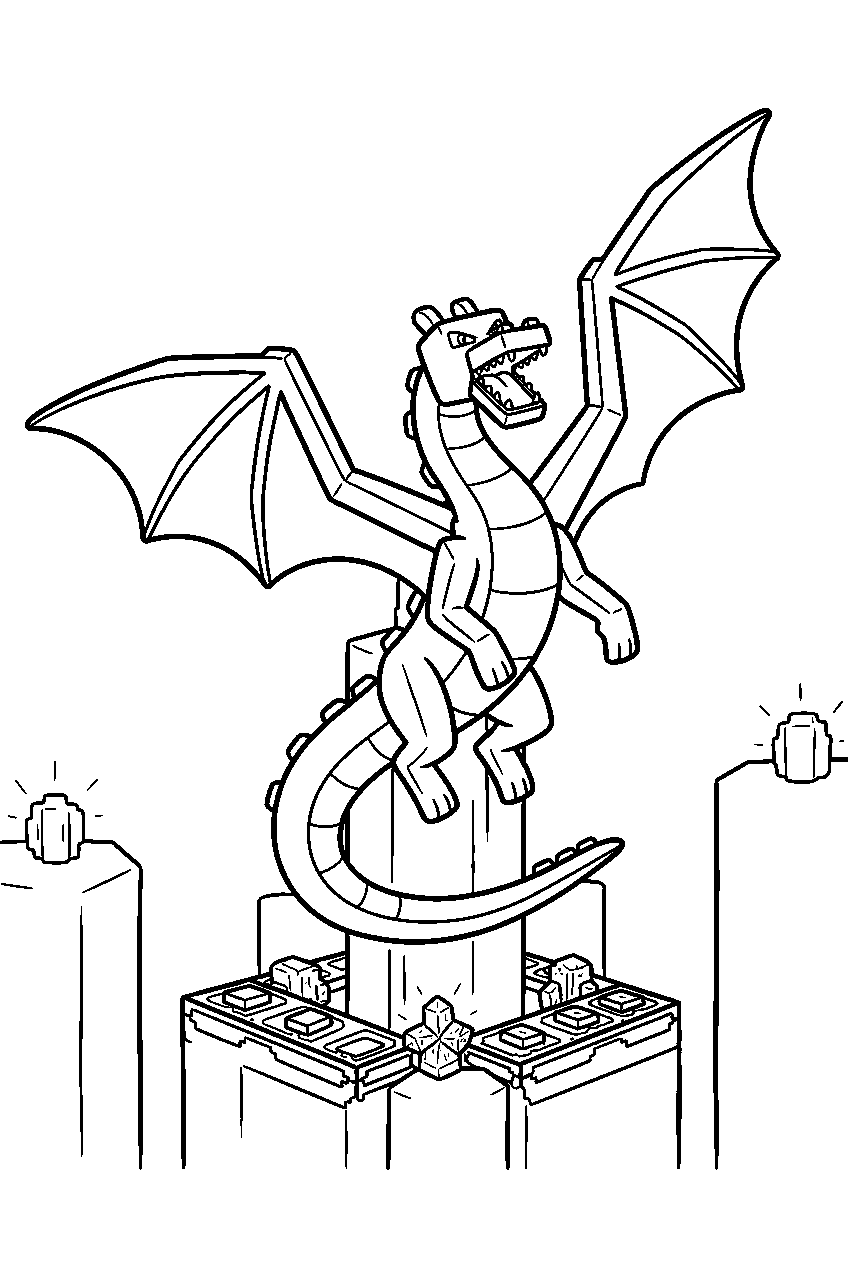 minecraft ender dragon final boss pose line art