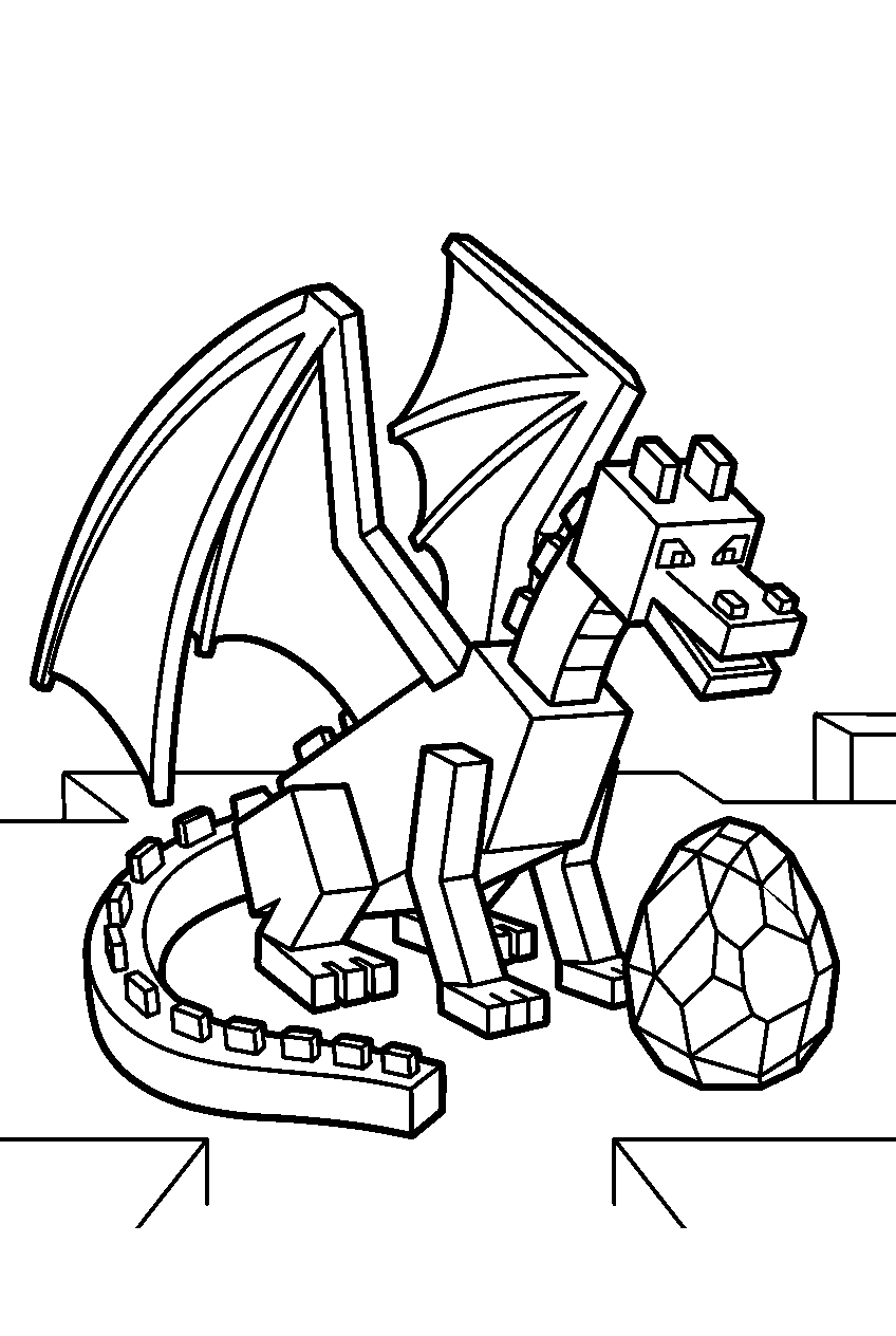 minecraft ender dragon with dragon egg line art
