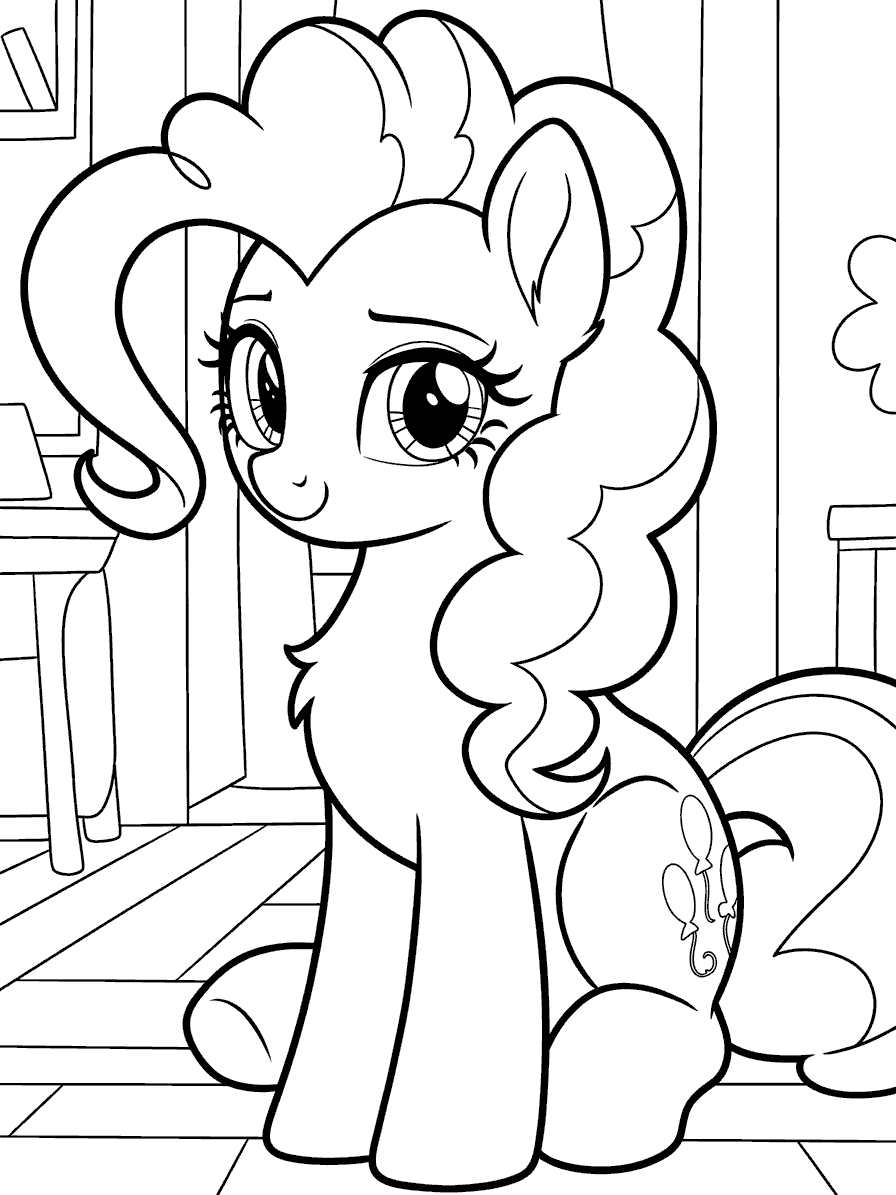 happy my little pony pinkie pie line art kids sheet