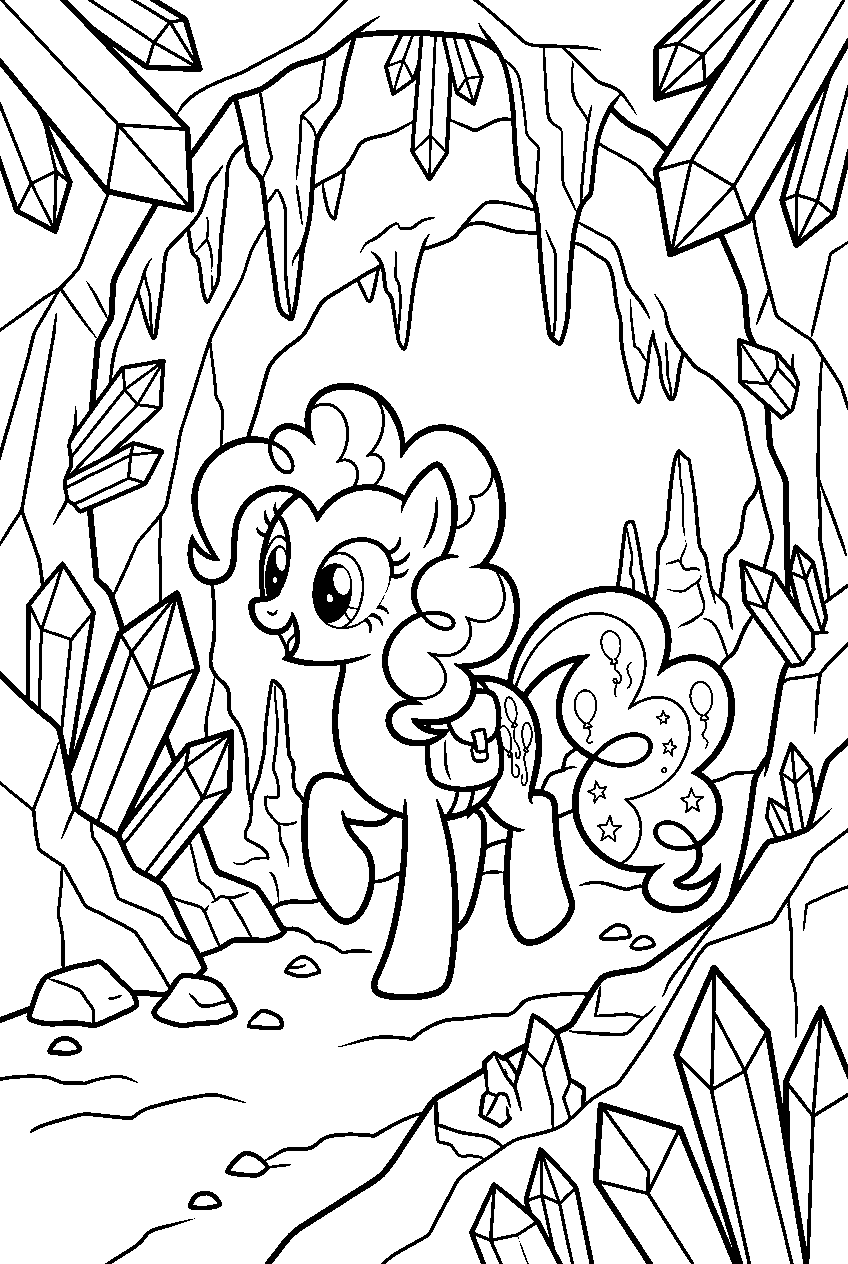 pinkie pie exploring in crystal cave line art