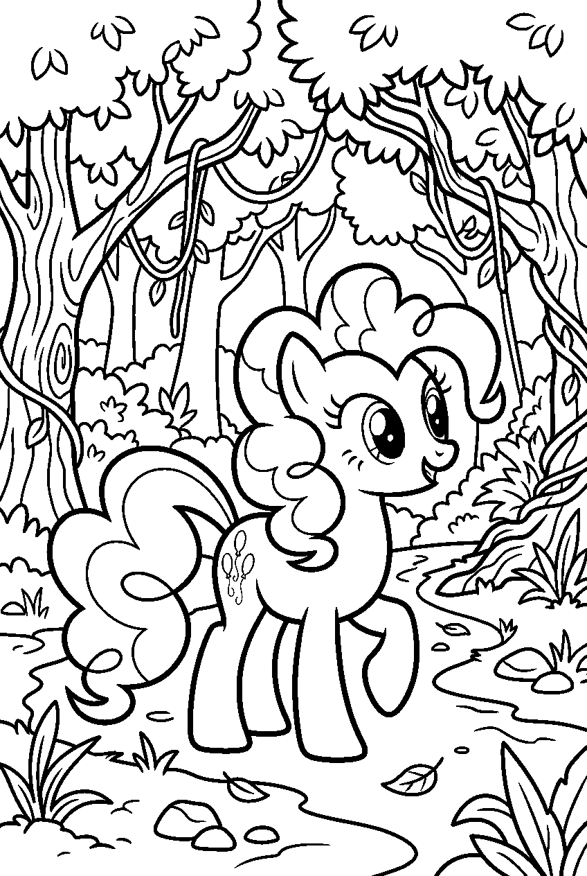 pinkie pie looking around in ever forest line art