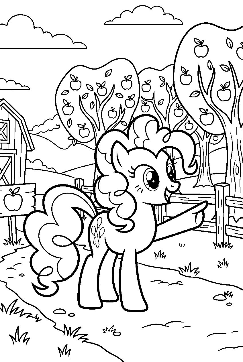 pinkie pie pointing in sweet apple acres line art