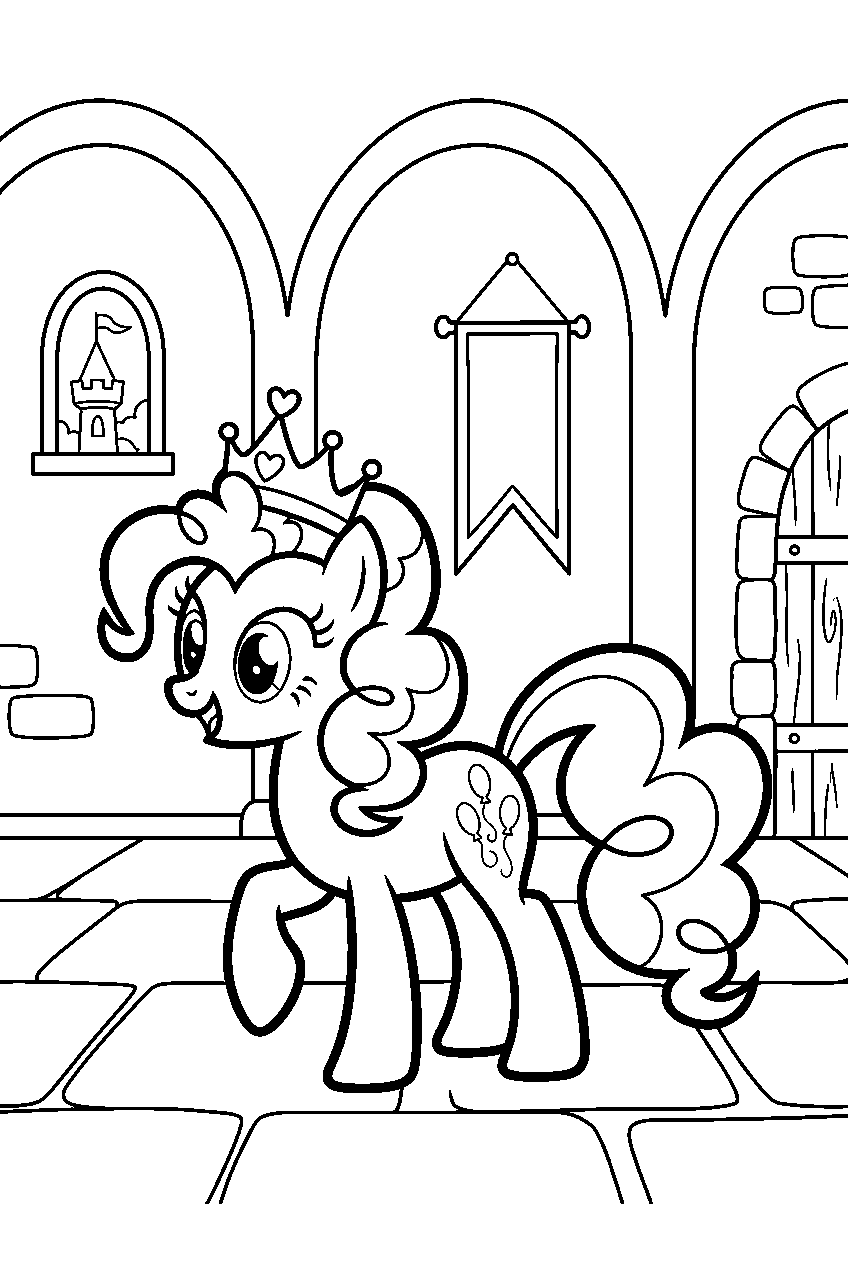 pinkie pie walking in princess castle line art