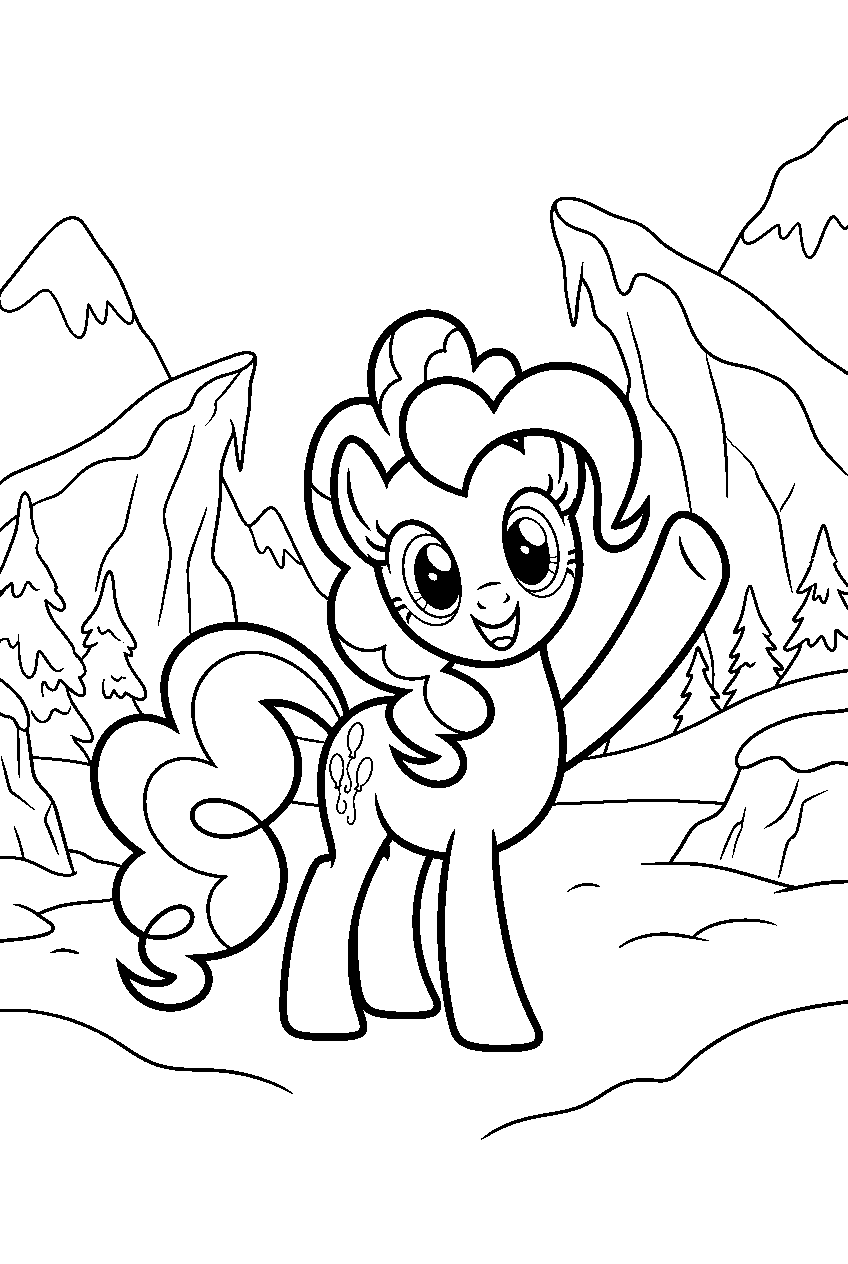pinkie pie waving in frozen valley line art