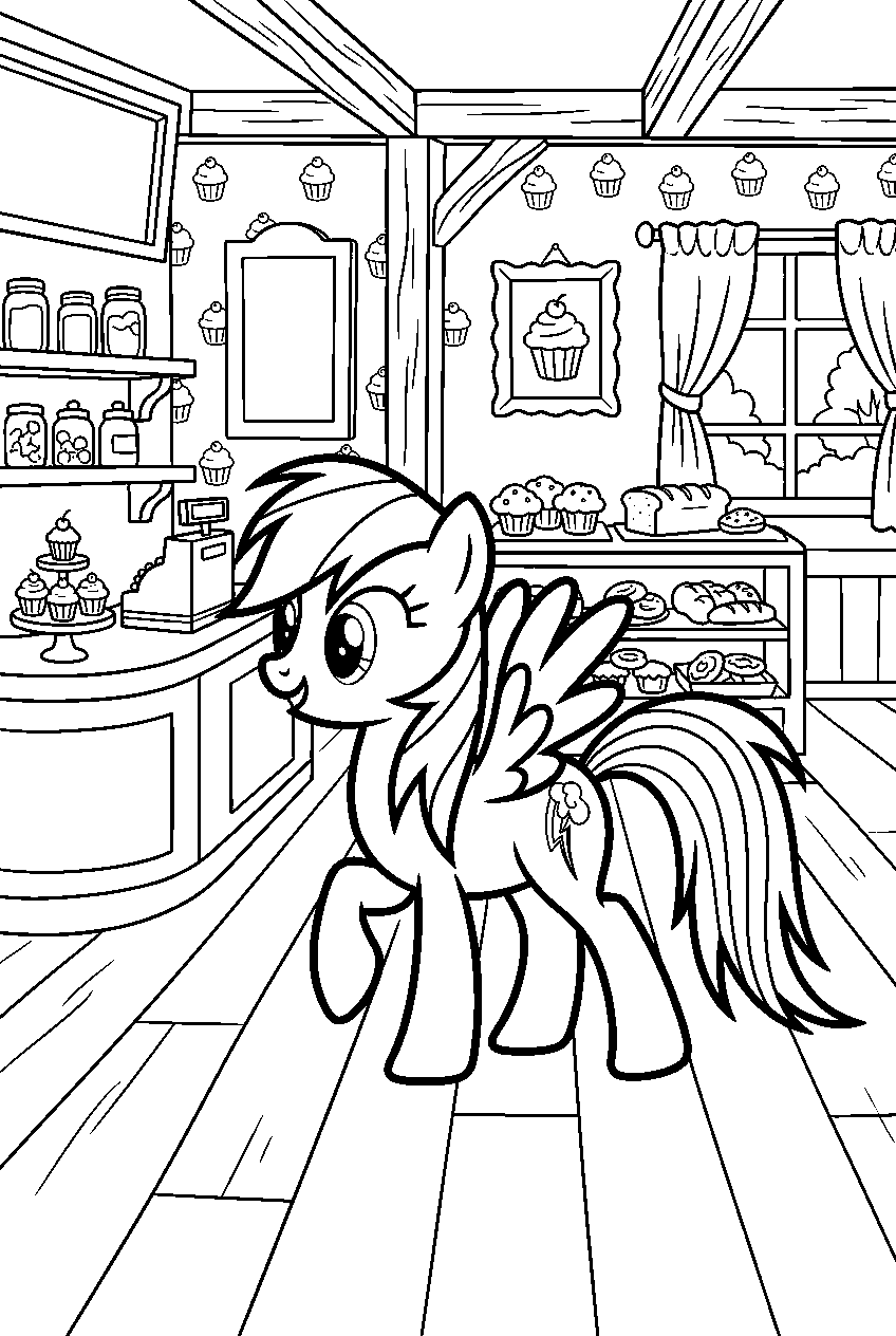 rainbow dash walking in sugarcube corner line art