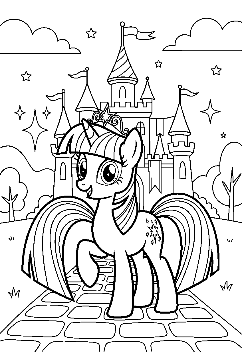 twilight sparkle posing in magical kingdom line art