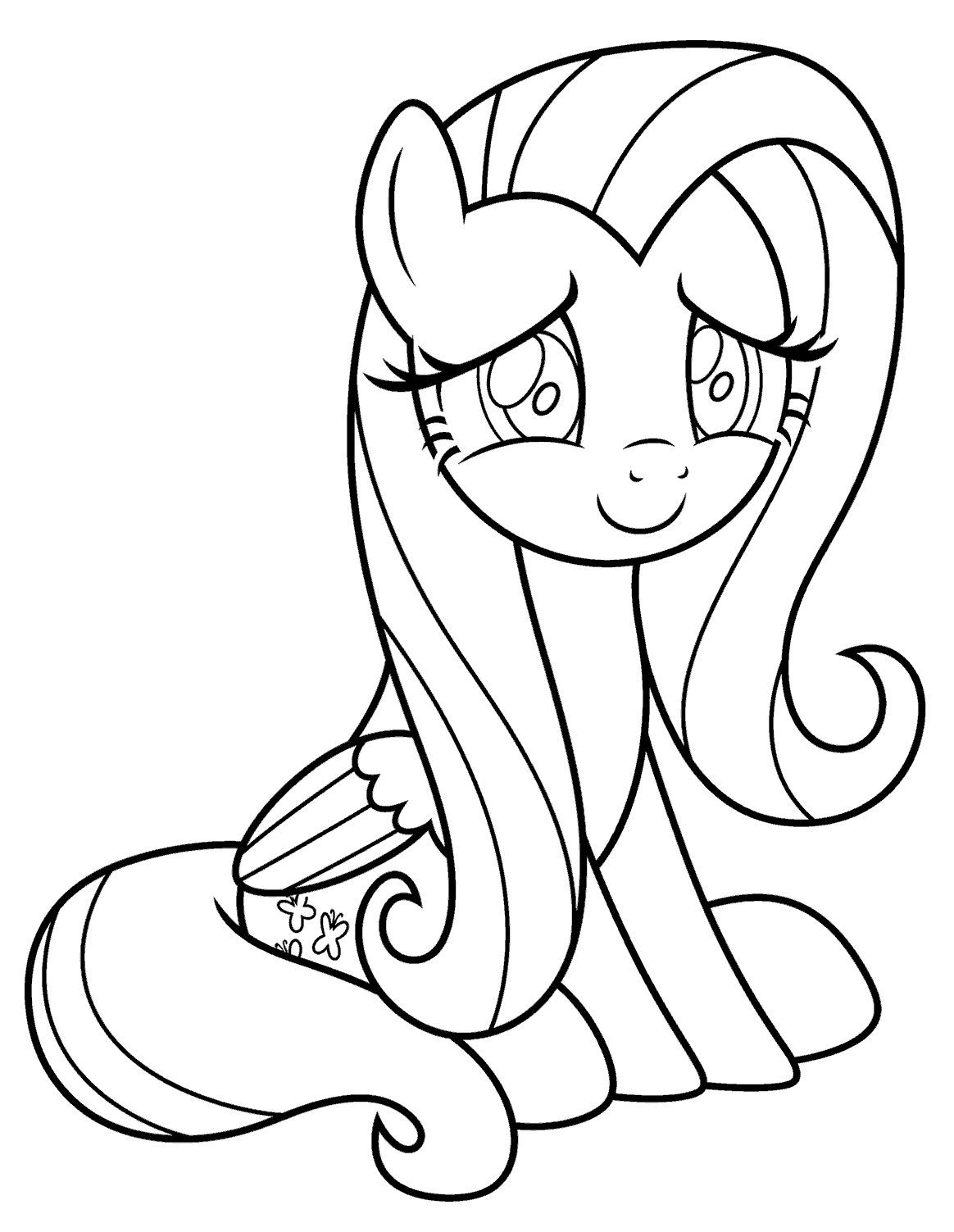 adorable my little pony fluttershy sitting line art