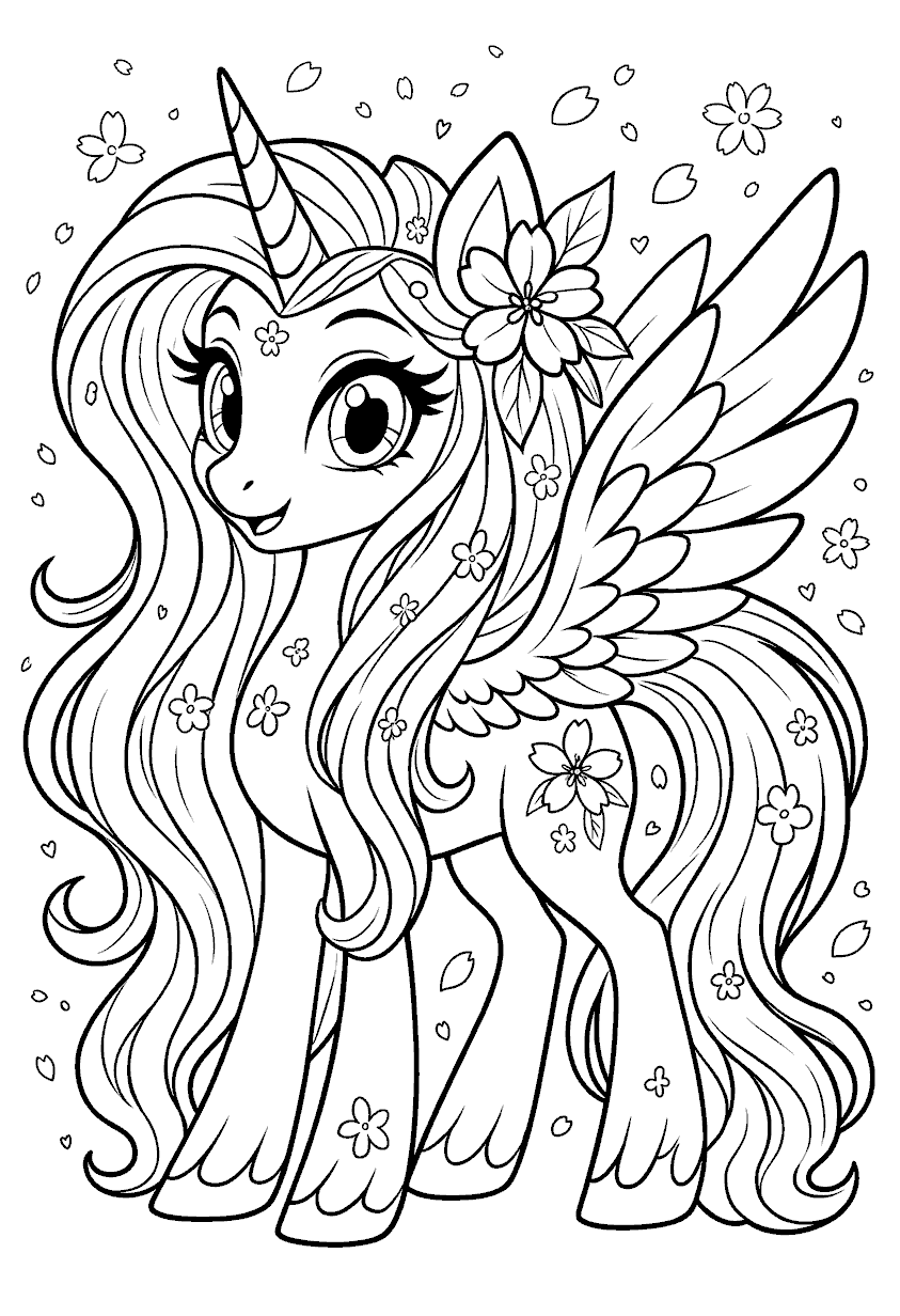 beautiful my little pony princess pipp petals cherry blossom line art