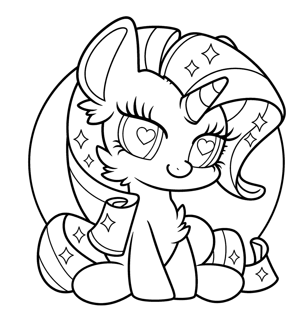 chibi my little pony rarity magic ribbon line art