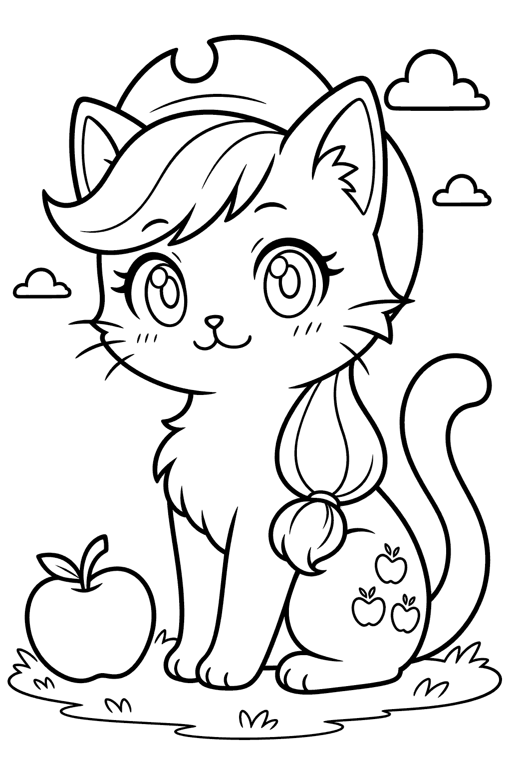 cute my little pony applejack cat crossover line art