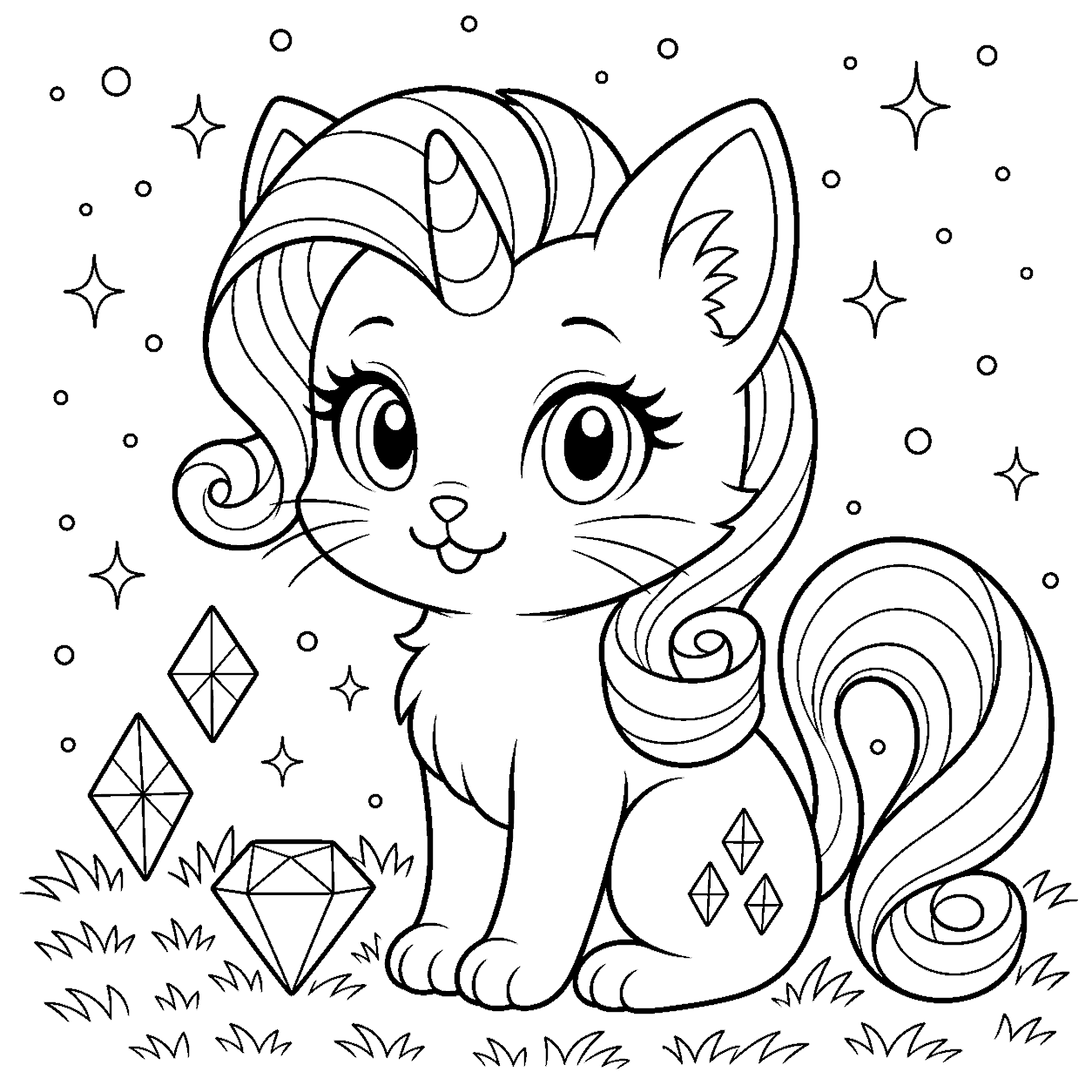 cute my little pony rarity cat crossover line art