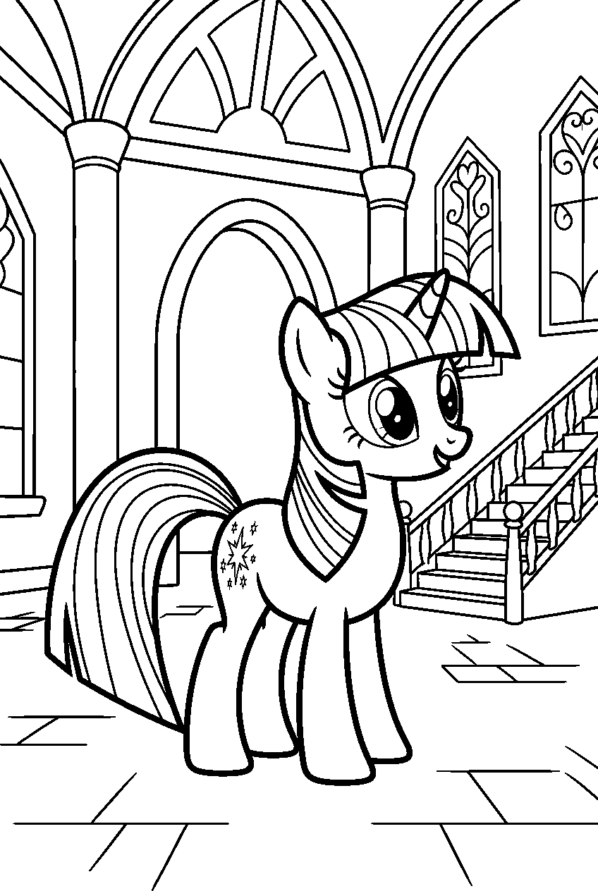 my little pony looking around in friendship castle line art