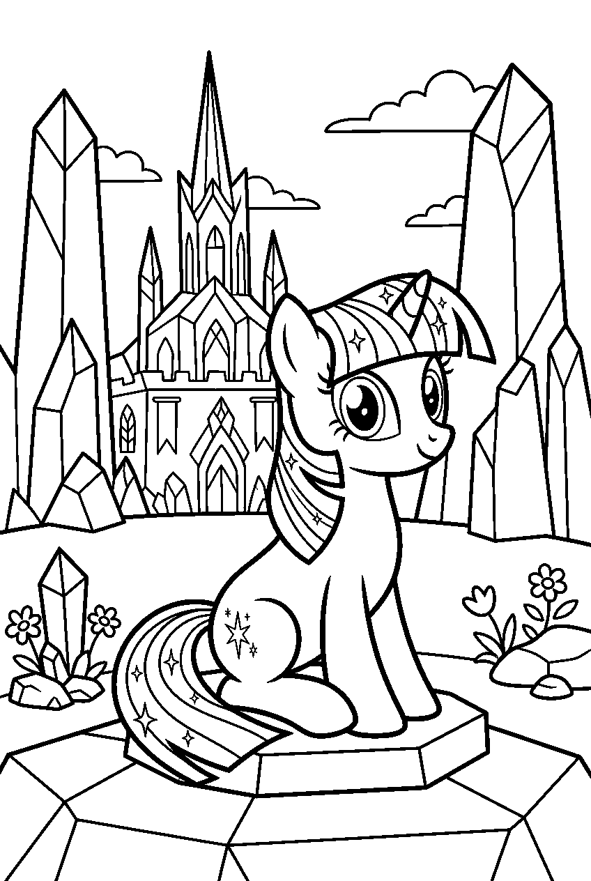 my little pony sitting in crystal empire line art