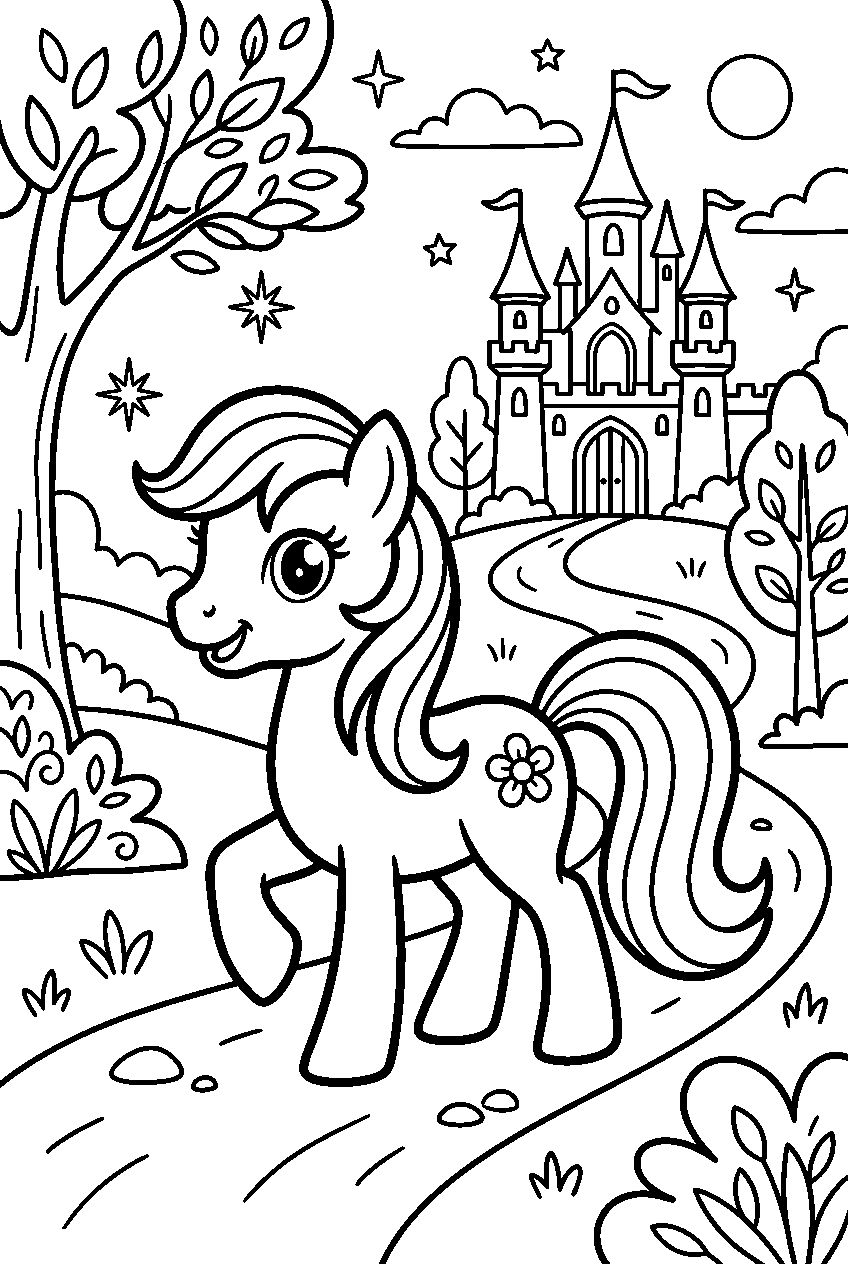 my little pony walking in magical kingdom line art