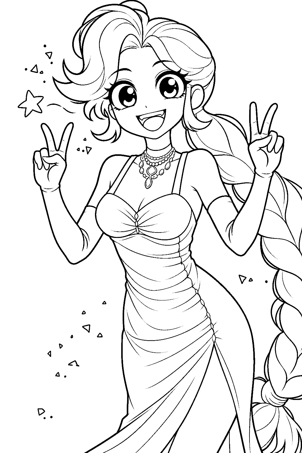 anime gala evening gown lily lovebraids poppy playtime line art
