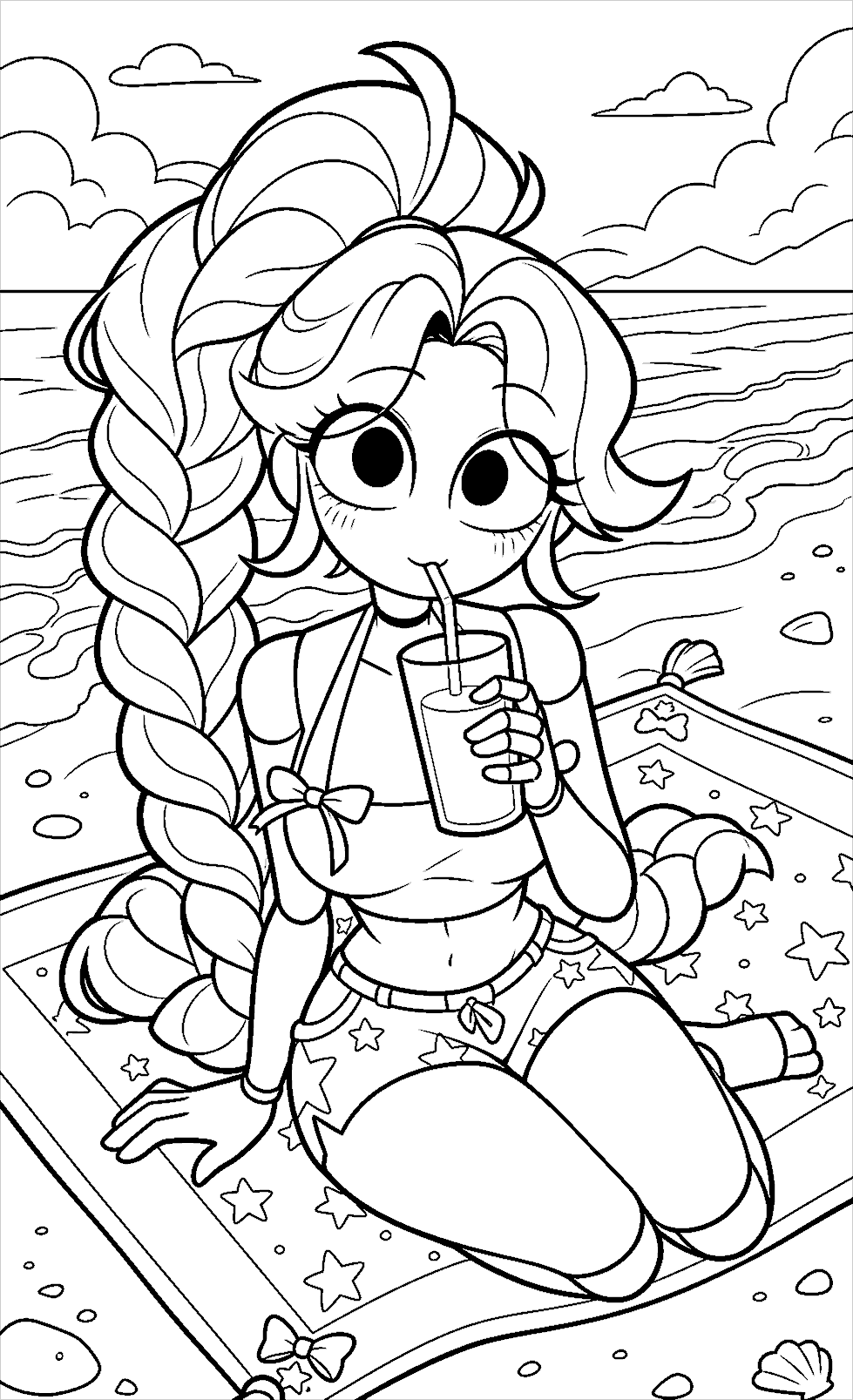 beach vacation juice lily lovebraids poppy playtime line art