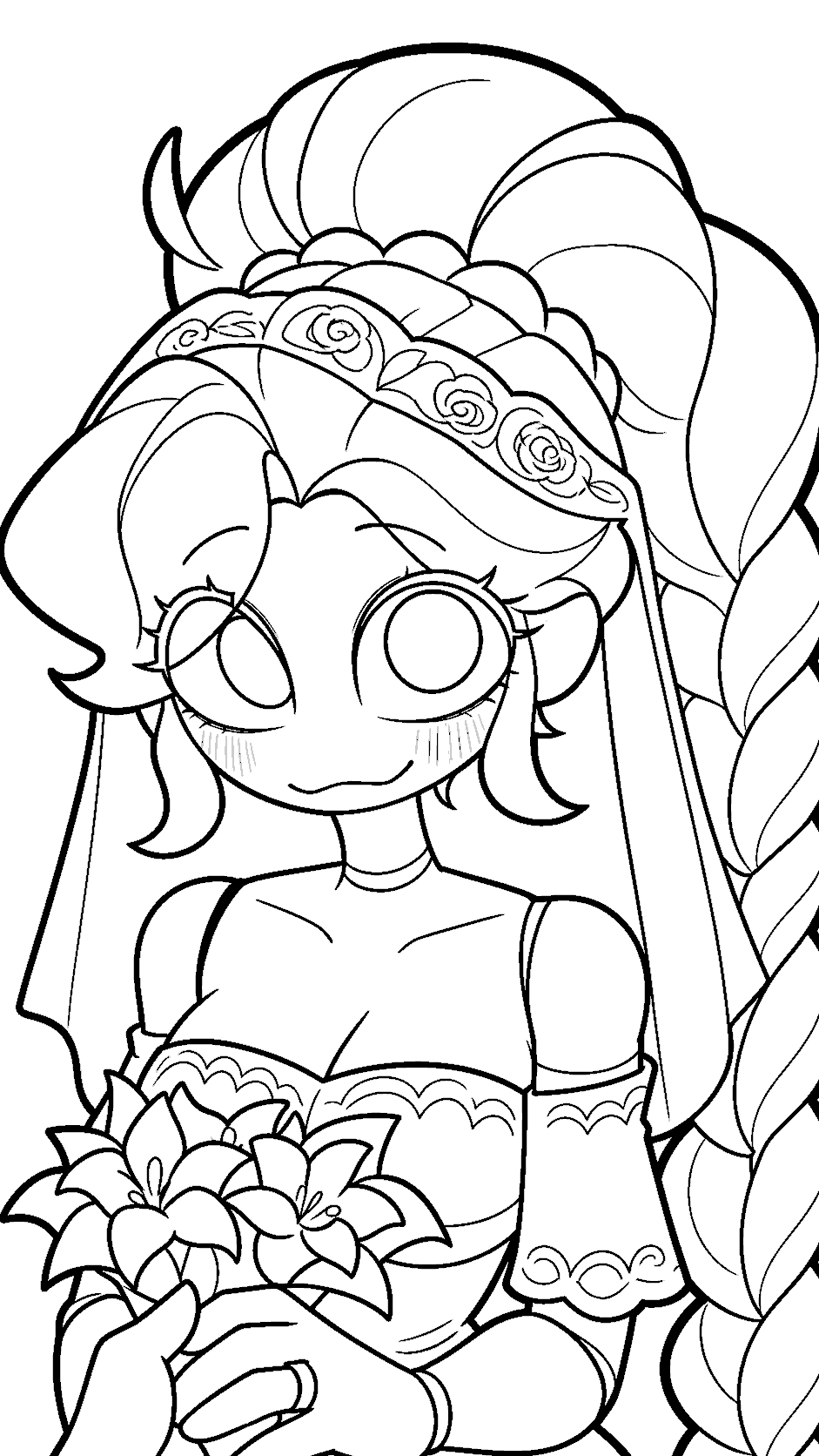 bridal veil flower bouquet lily lovebraids poppy playtime line art