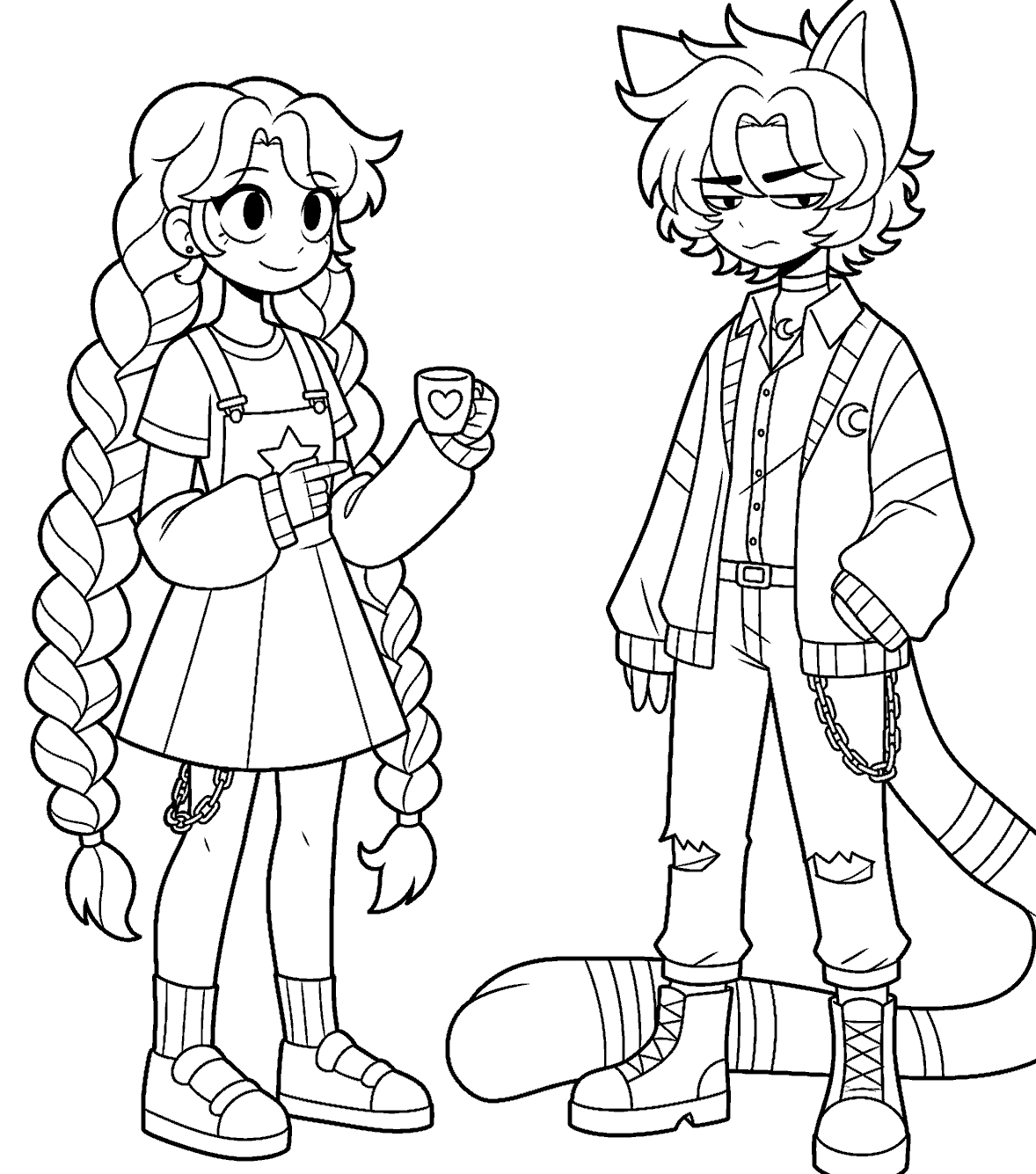 catnap and lily lovebraids gaming duo poppy playtime line art