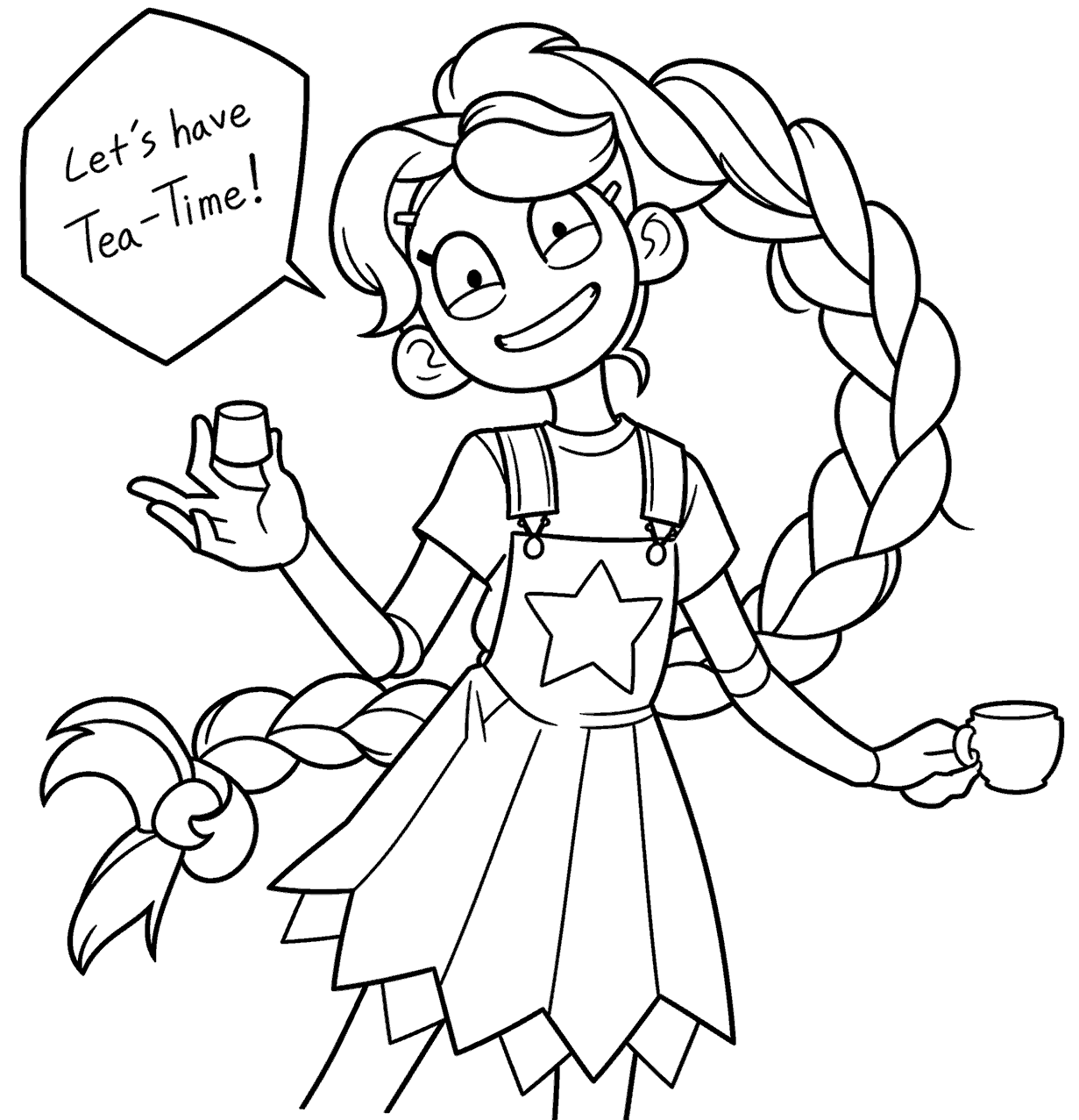 cute tea time speech bubble lily lovebraids poppy playtime line art