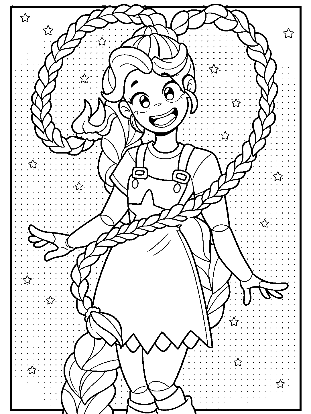 giant heart braid halftone stars lily lovebraids poppy playtime line art