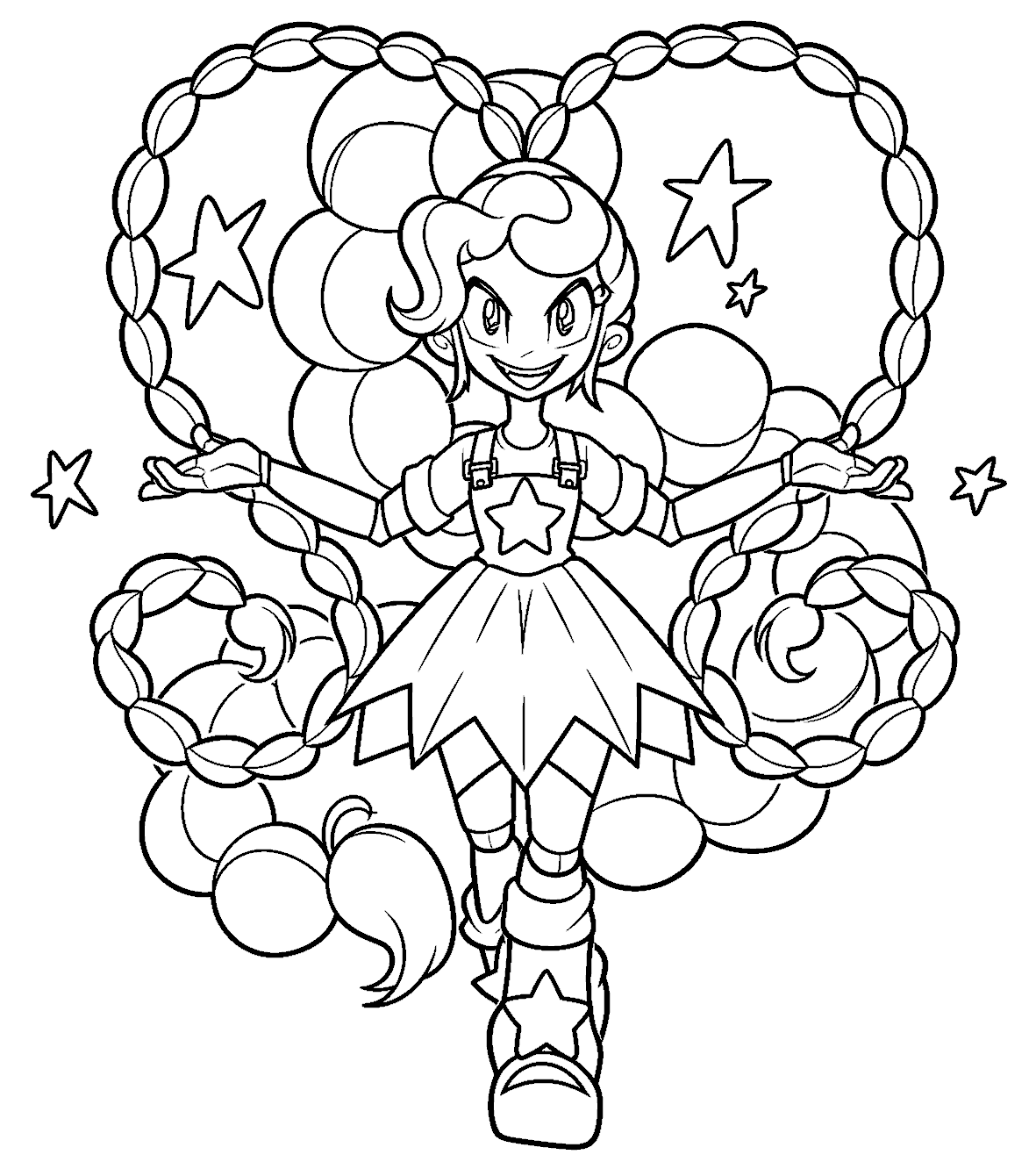 giant heart braid stage performance lily lovebraids poppy playtime line art