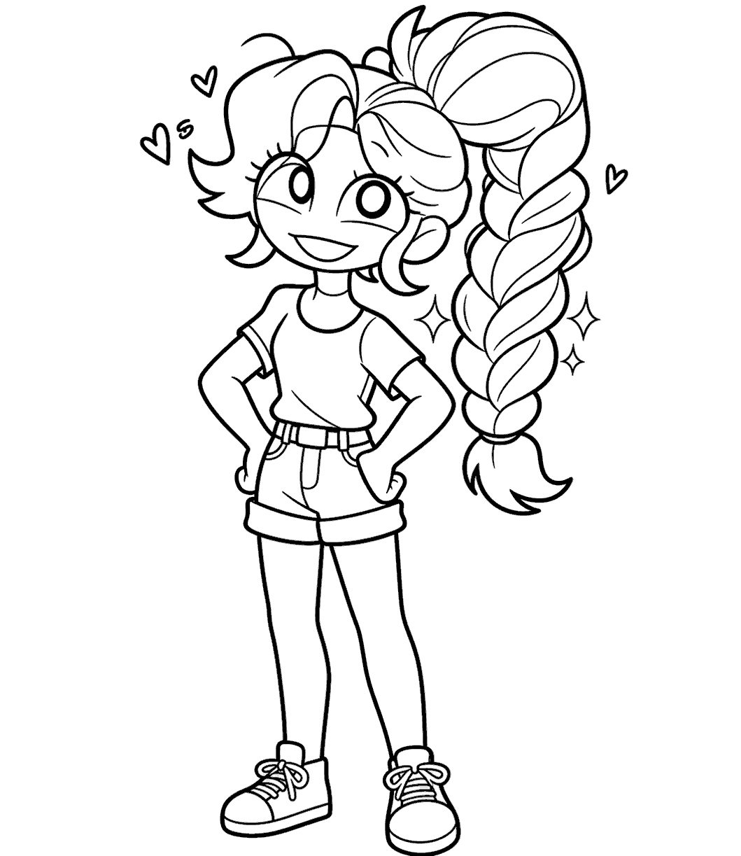 hands on hips sparkling eyes lily lovebraids poppy playtime line art