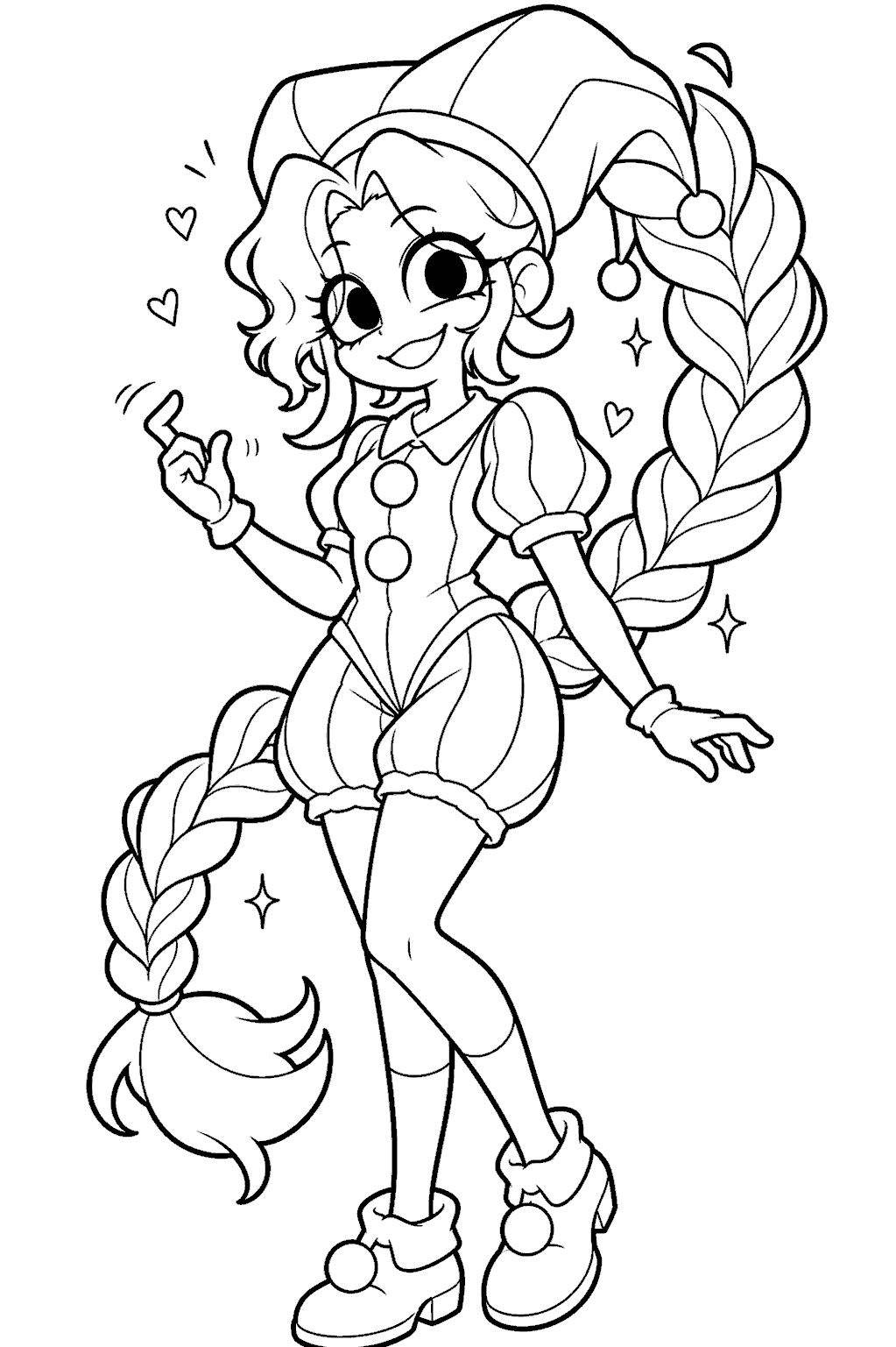 jester clown costume lily lovebraids poppy playtime line art