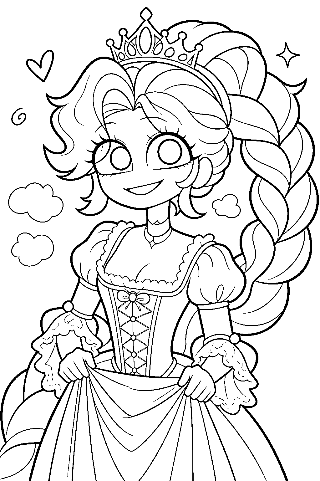 royal tiara princess gown lily lovebraids poppy playtime line art
