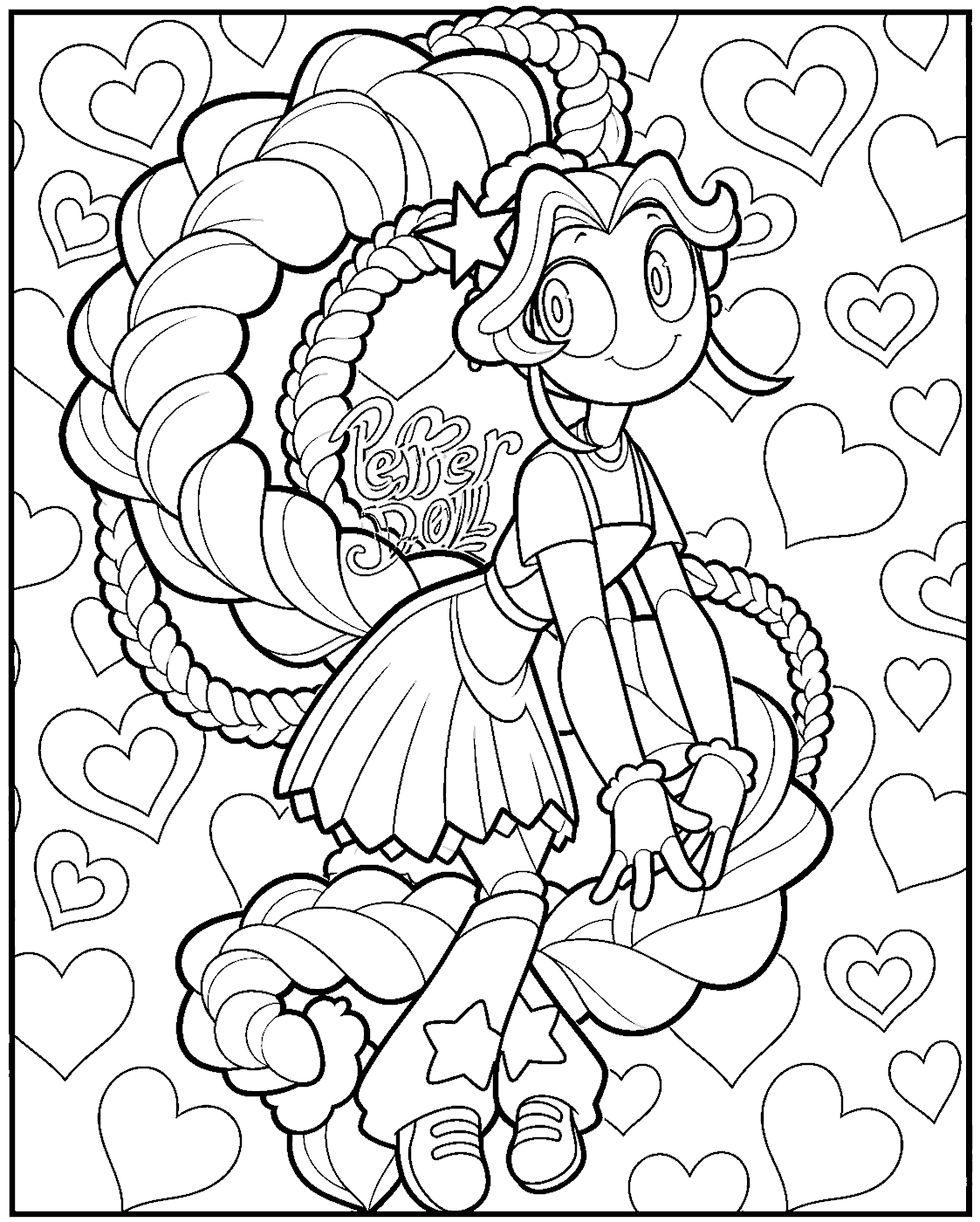 swirling heart pattern lily lovebraids poppy playtime line art
