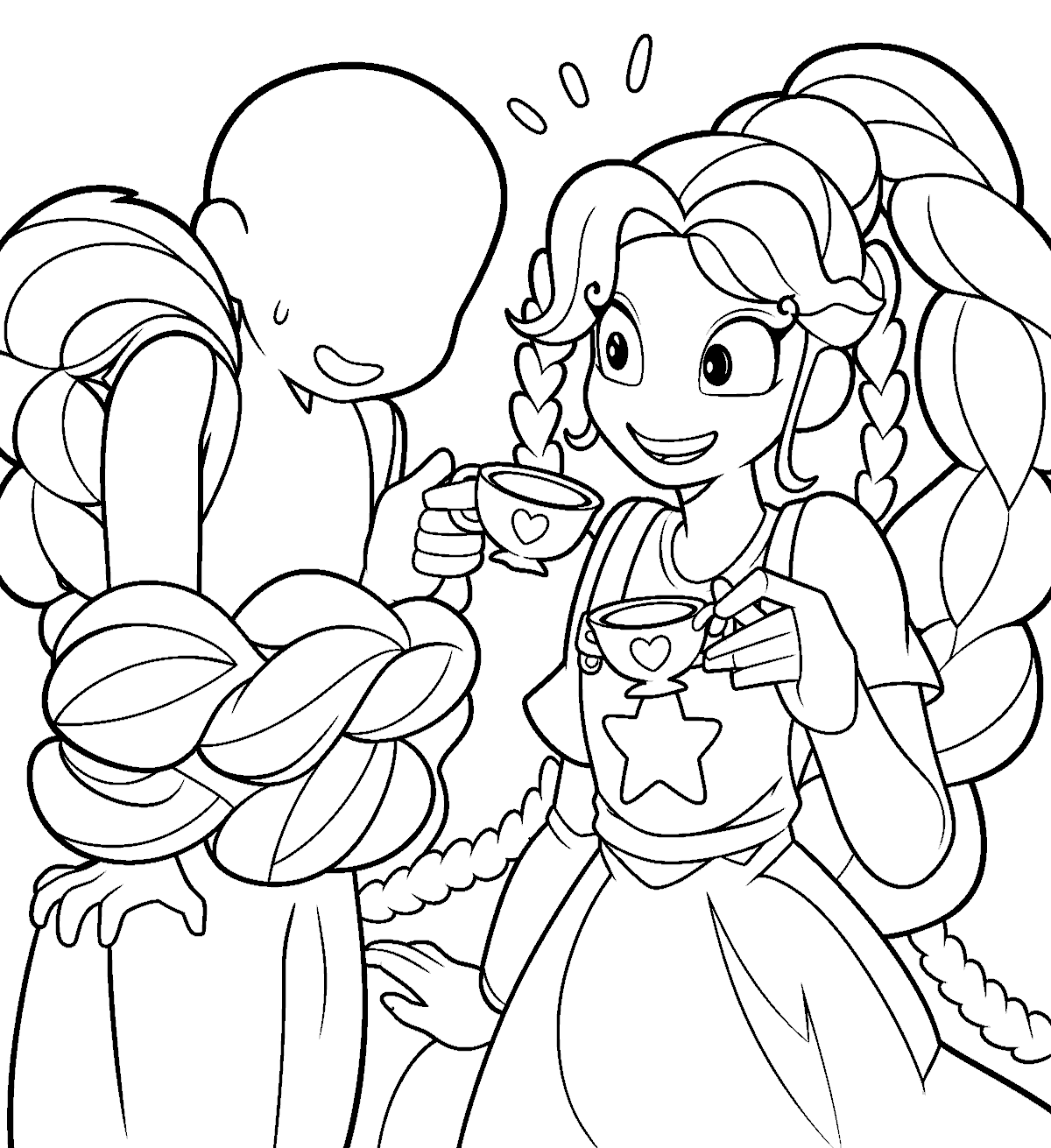 teatime hair entanglement funny friend poppy playtime line art