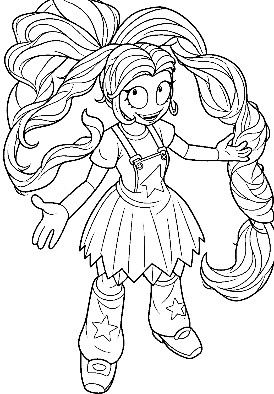 twin ponytails star skirt lily lovebraids poppy playtime line art
