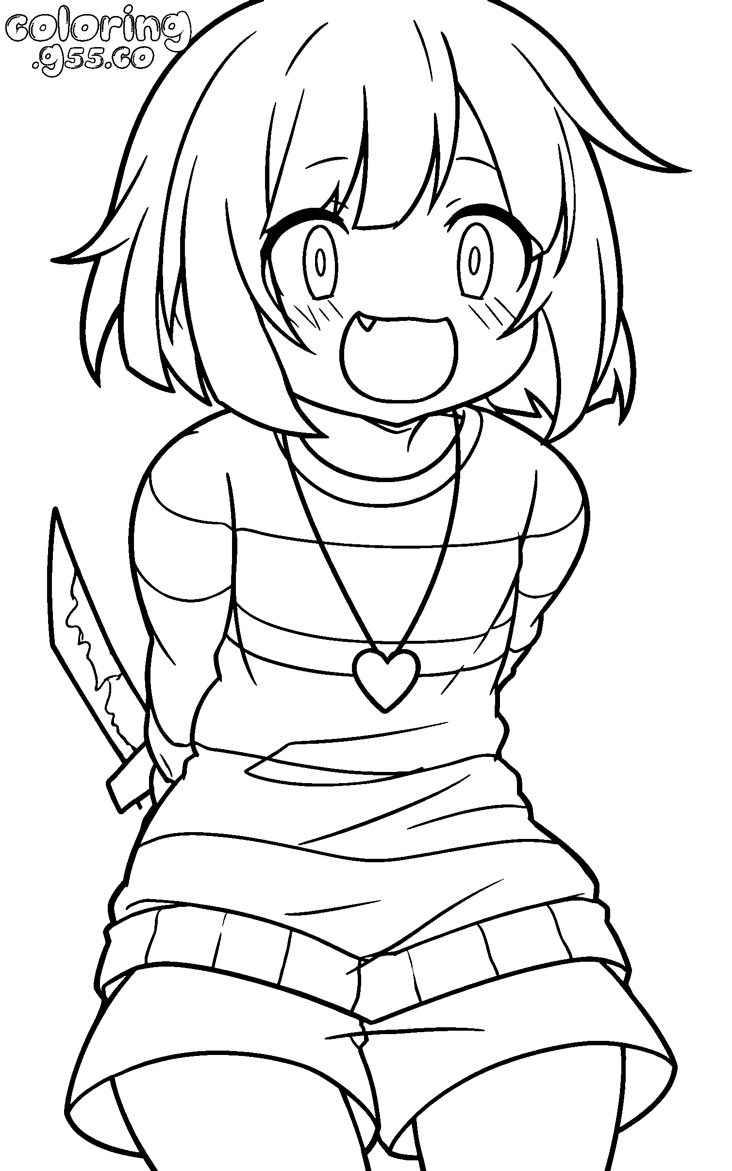 cute chichar undertale chara knife line art