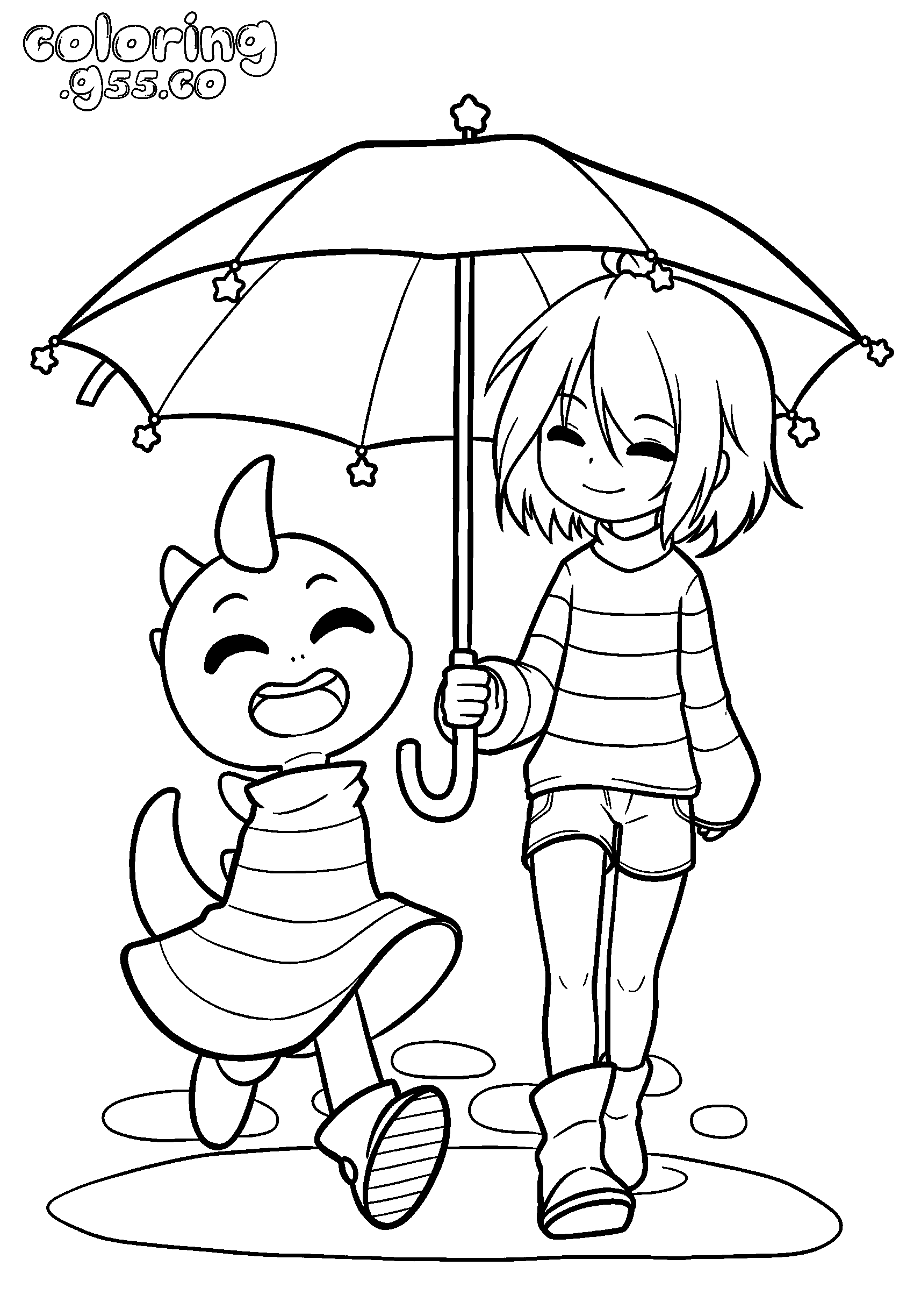 cute undertale frisk and monster kid line art